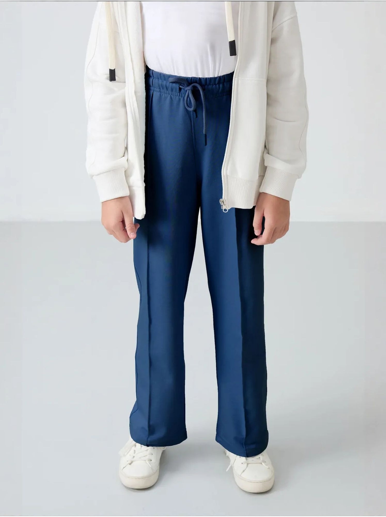 Pantalon unisexe junior en mélange de coton tommy - Bleu marine