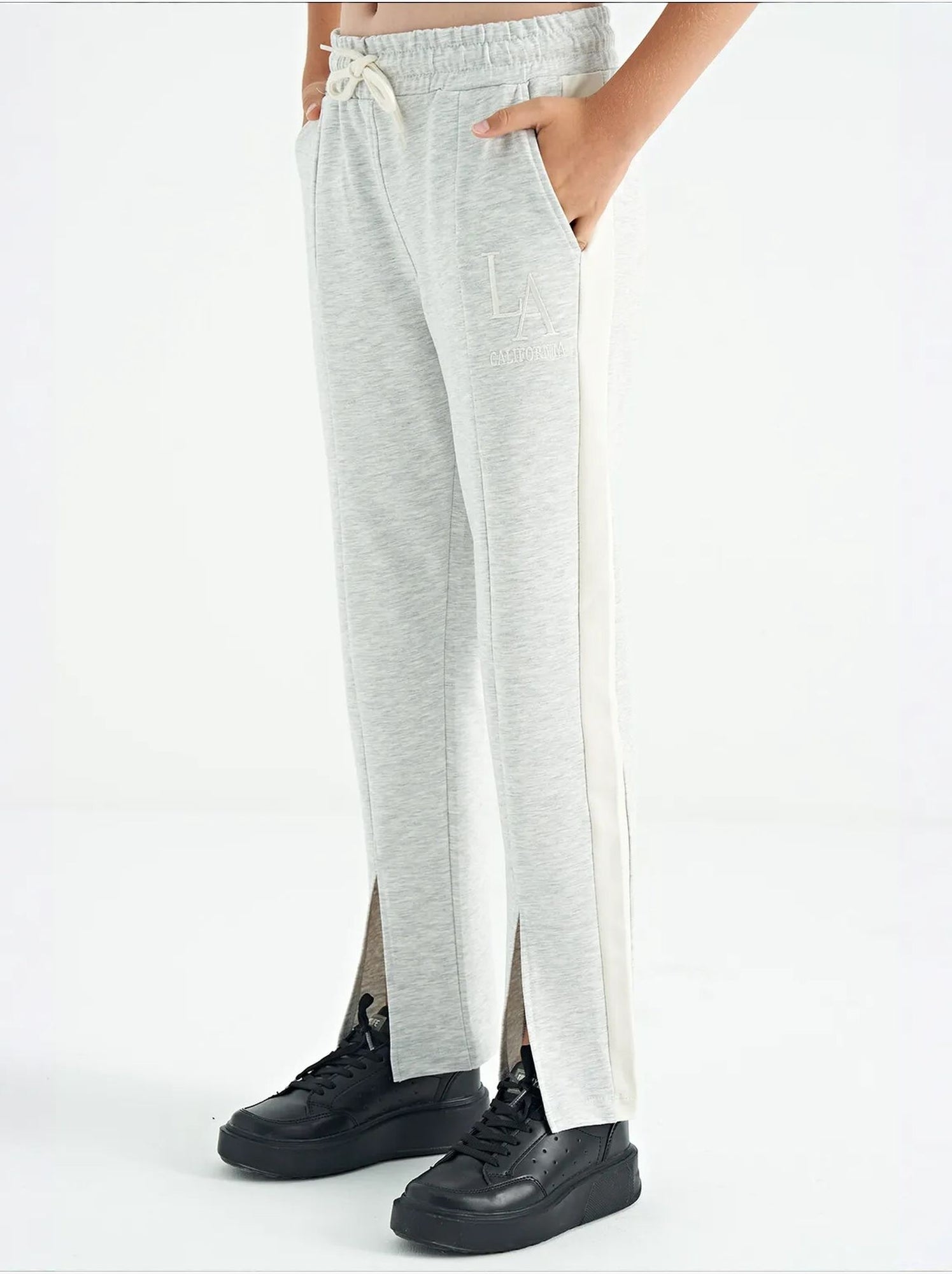 Pantalon unisexe junior en mélange de coton tommy - Gris clair