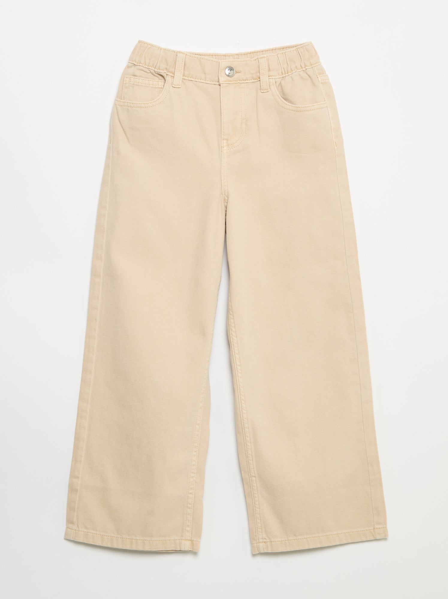 Pantalon wide leg à taille ajustable - Beige