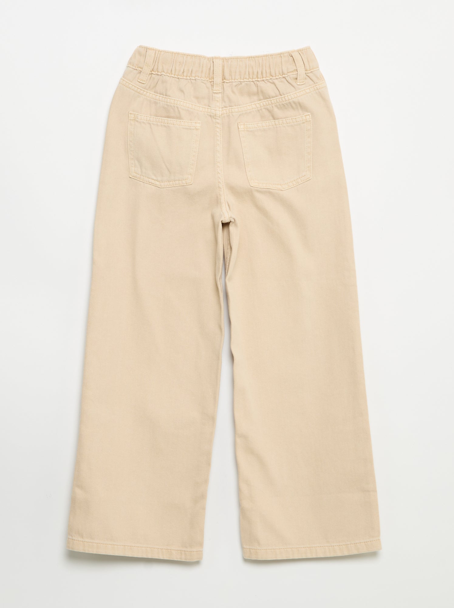Pantalon wide leg à taille ajustable - Beige