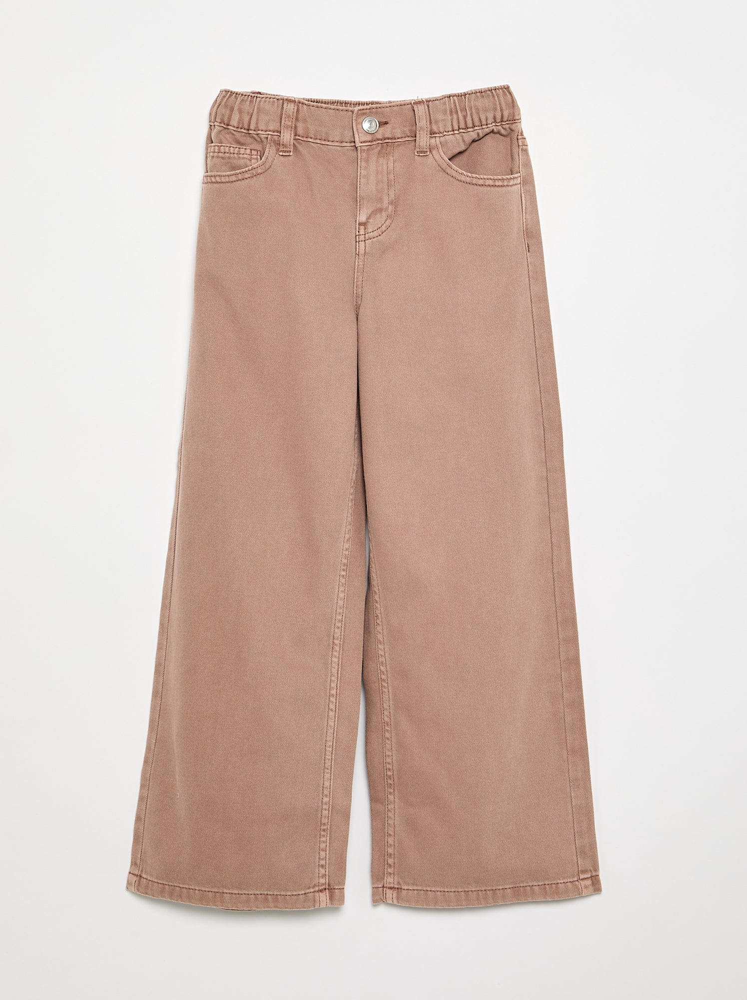 Pantalon wide leg à taille ajustable - Marron