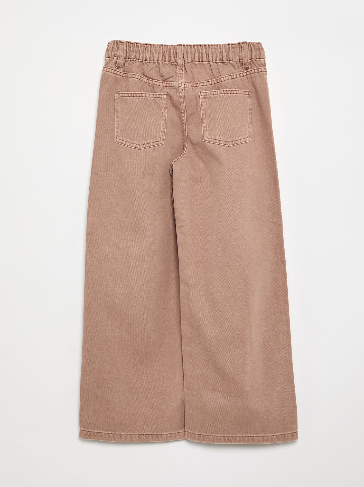 Pantalon wide leg à taille ajustable - Marron