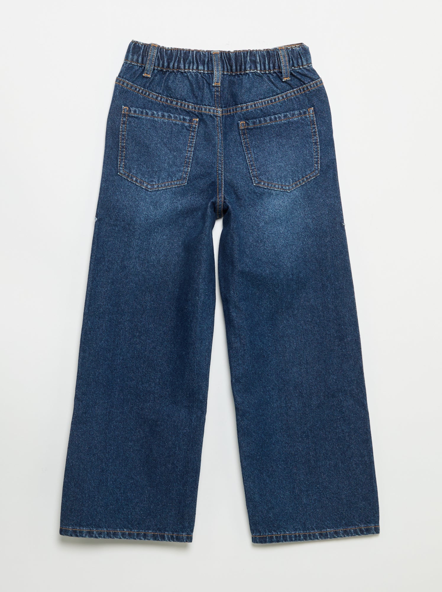 Pantalon wide leg avec broderies - Bleu (GJK43_2)