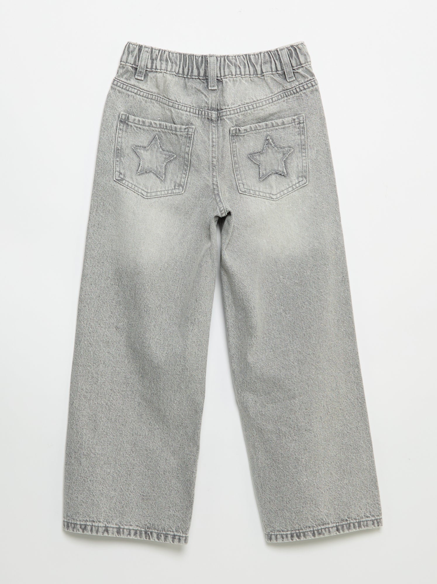 Pantalon wide leg avec broderies - Gris (GJK43_3)