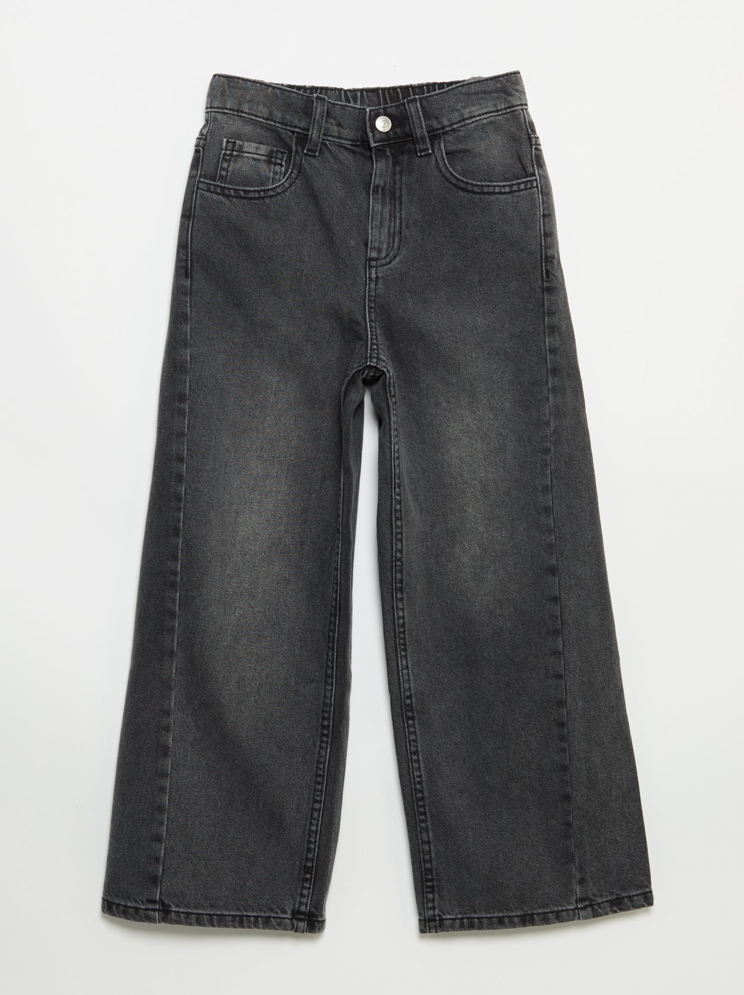 Pantalon wide leg avec broderies - Gris (GJK43_4)