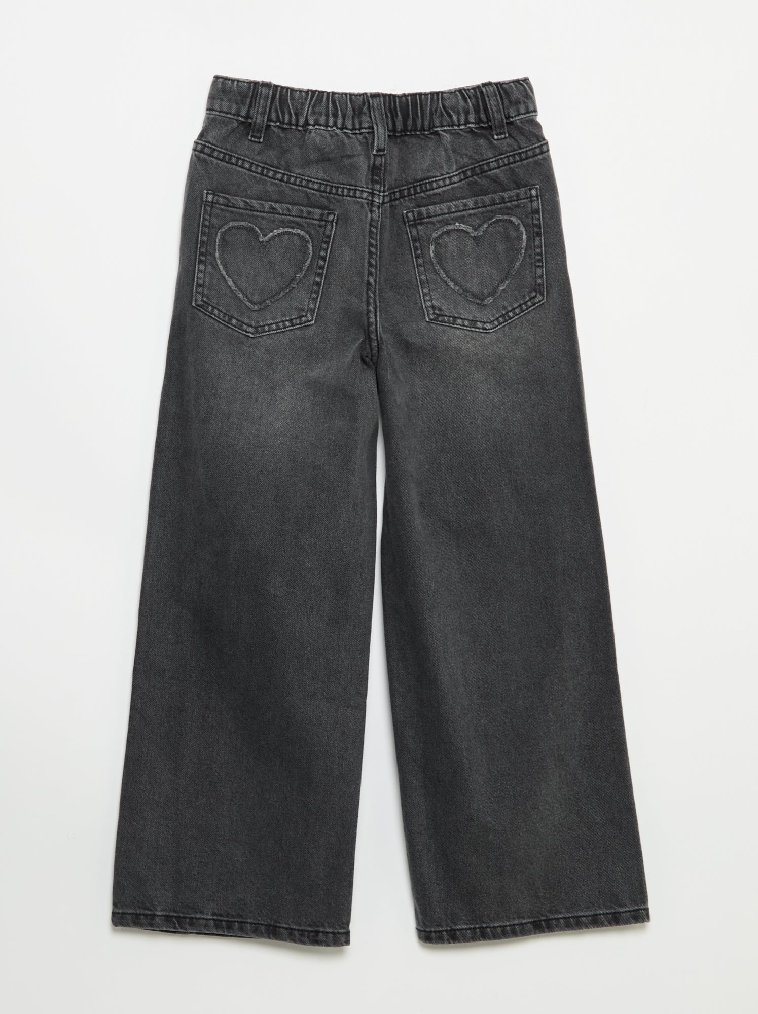 Pantalon wide leg avec broderies - Gris (GJK43_4)