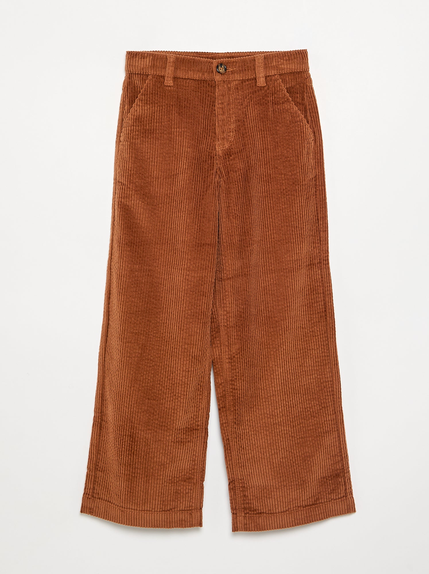 Pantalon wide leg en velours côtelés - Marron
