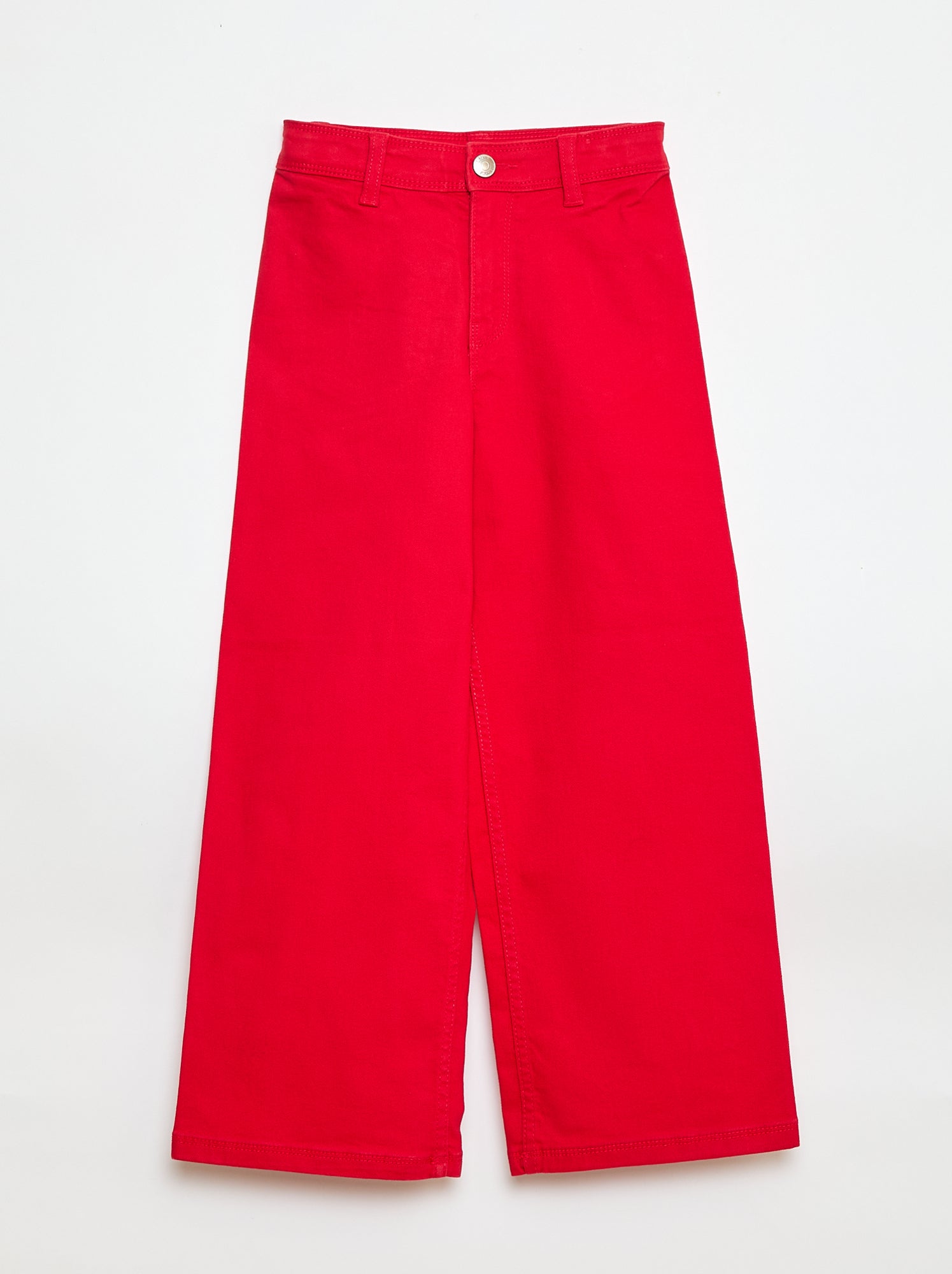 Pantalon wide leg sans poches devant - Rouge