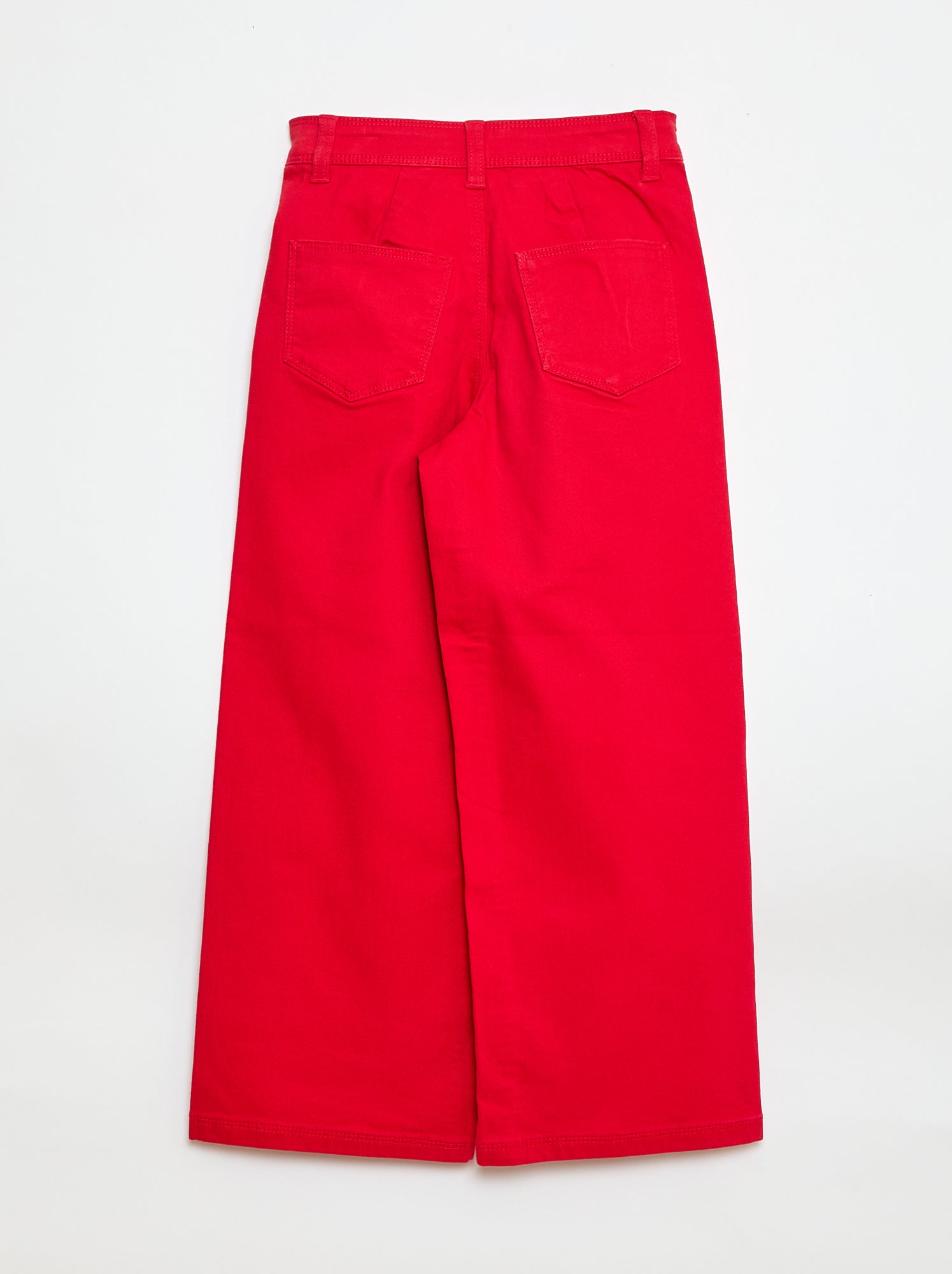 Pantalon wide leg sans poches devant - Rouge