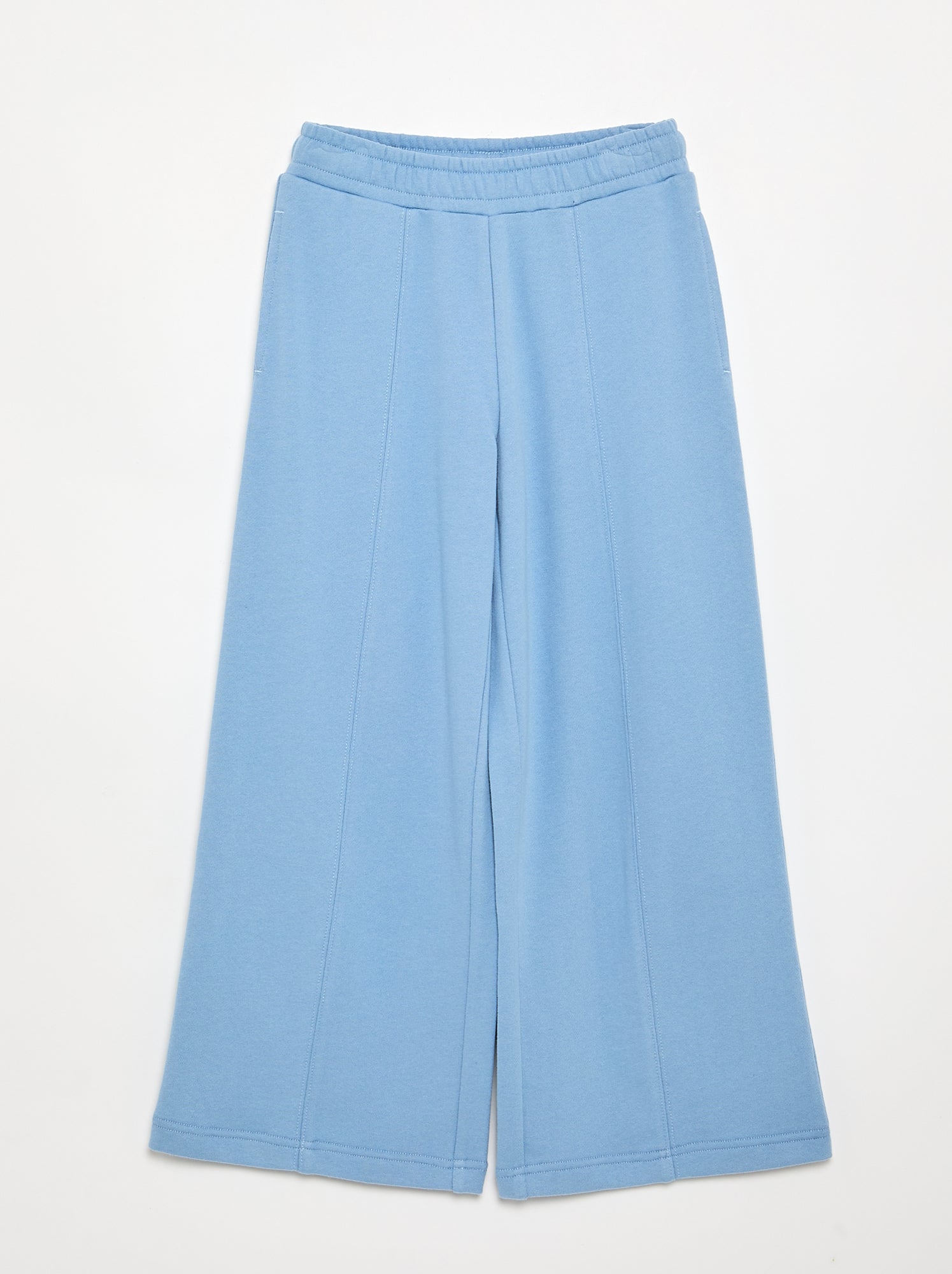 Pantalon wide leg uni - Bleu