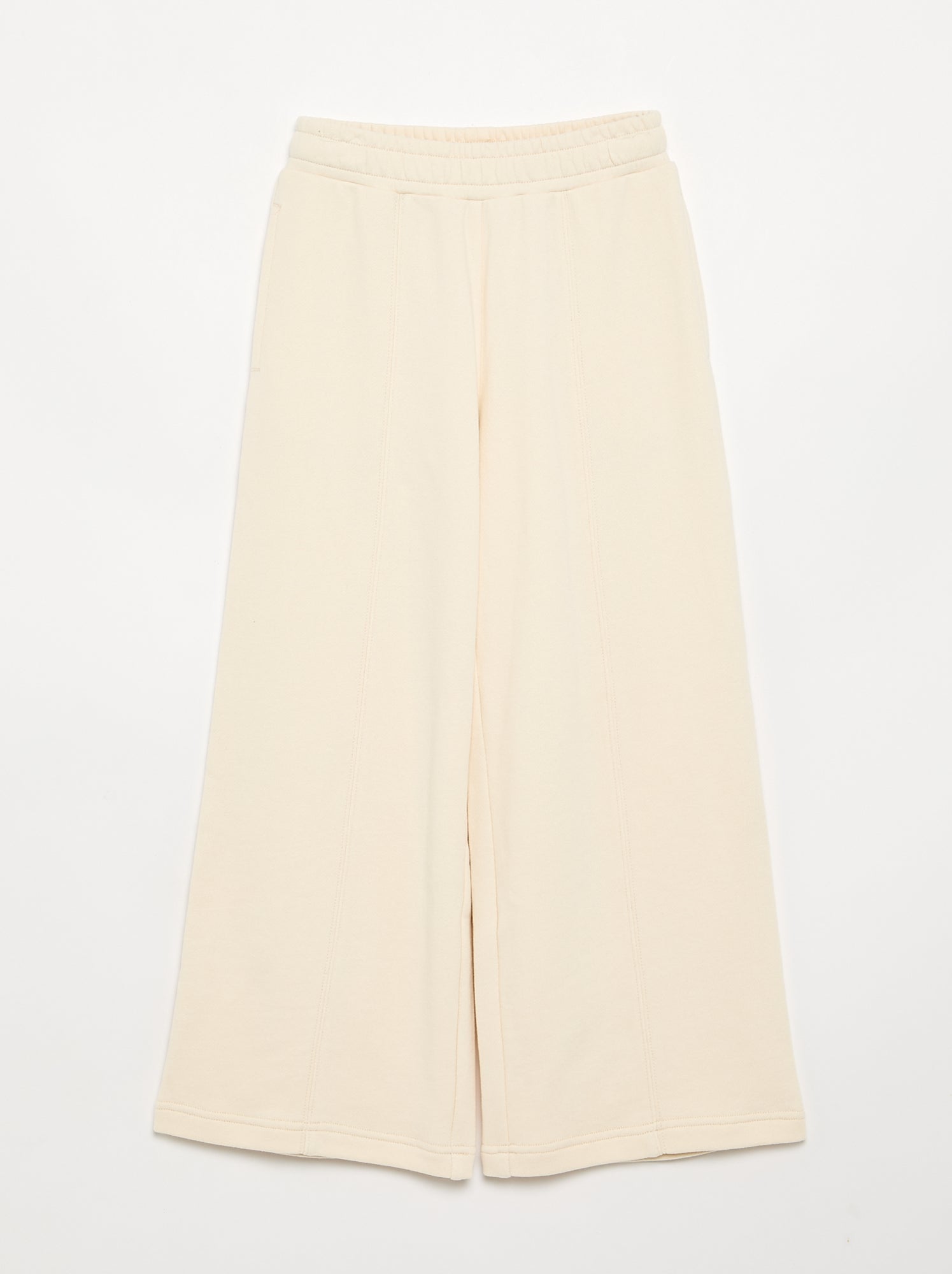 Pantalon wide leg uni - Ecru