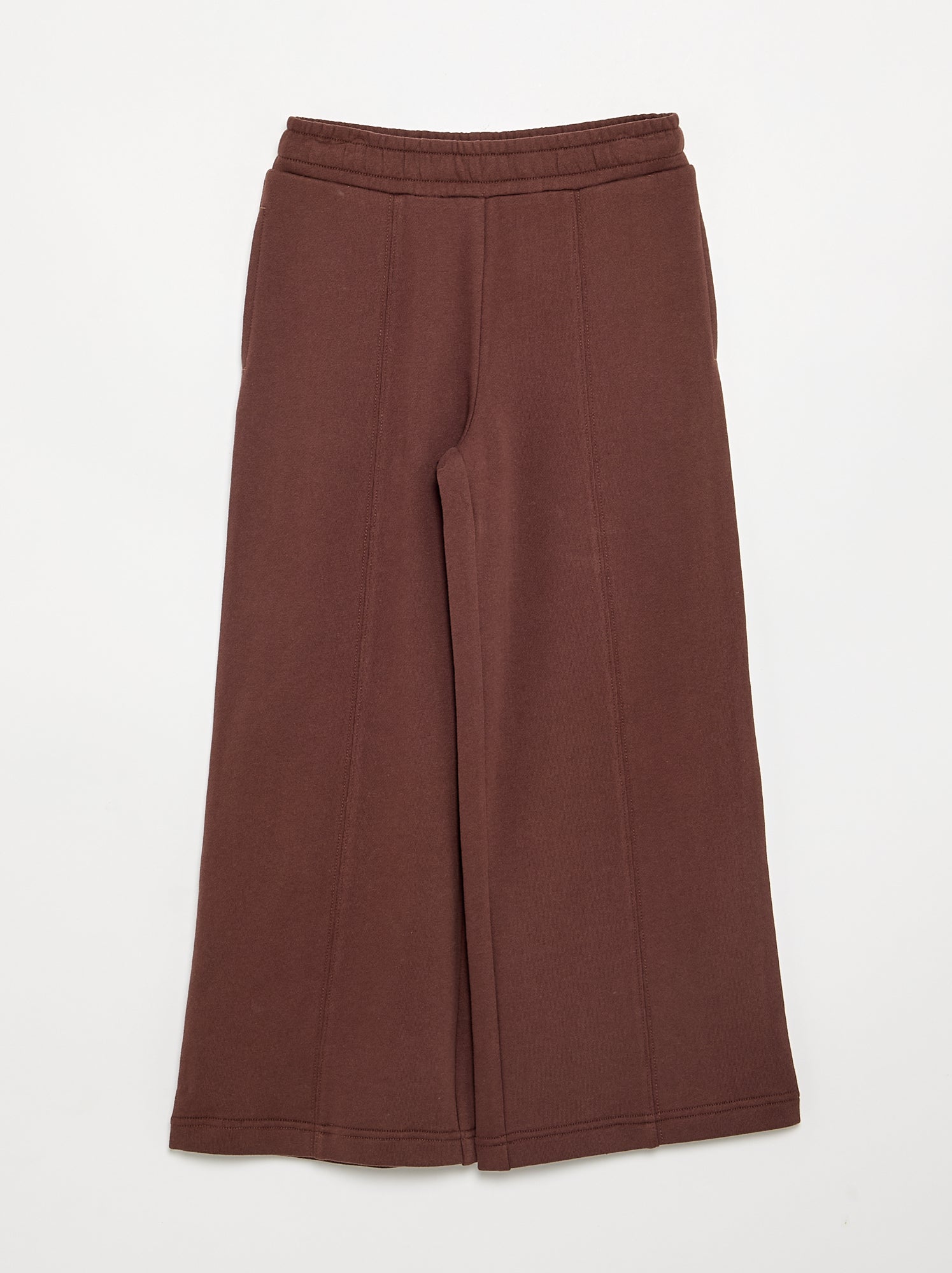 Pantalon wide leg uni - Marron