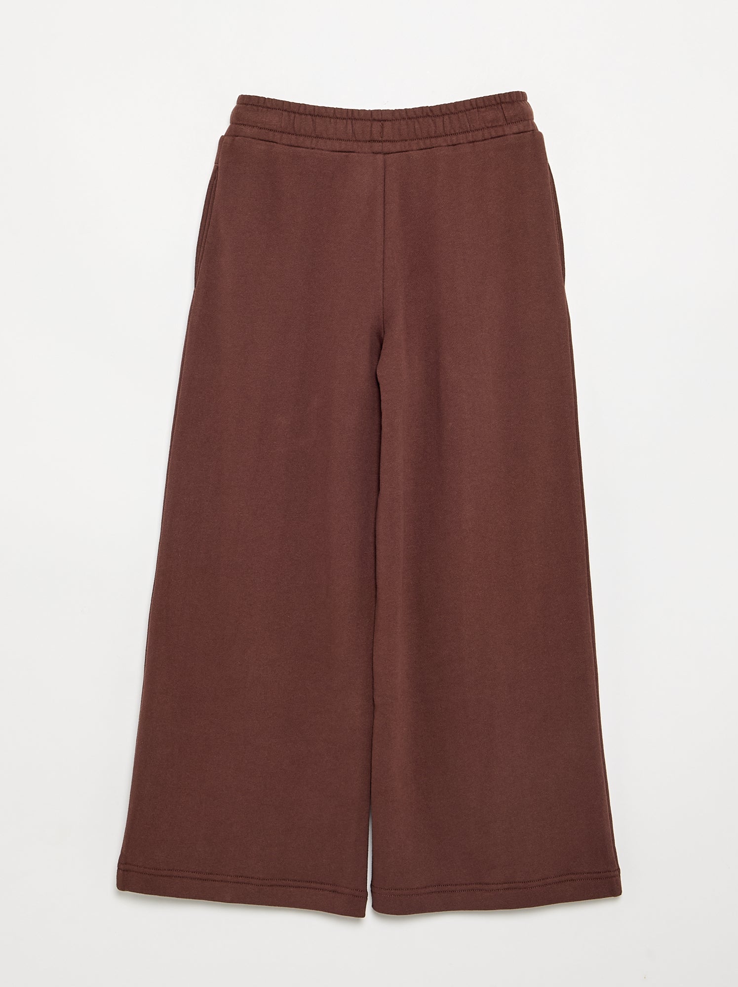 Pantalon wide leg uni - Marron