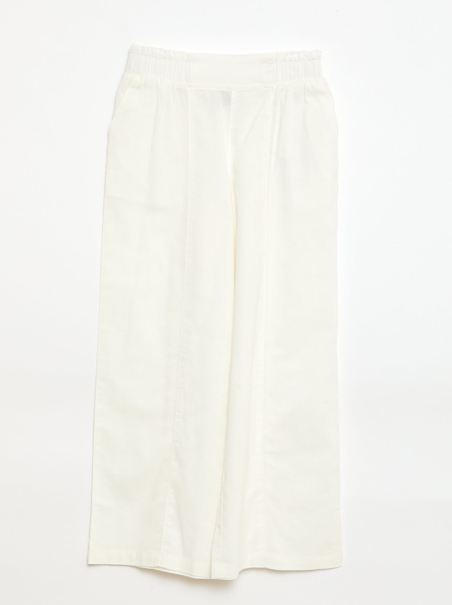 Pantalon wide leg/coupe large en coton tissé - Blanc