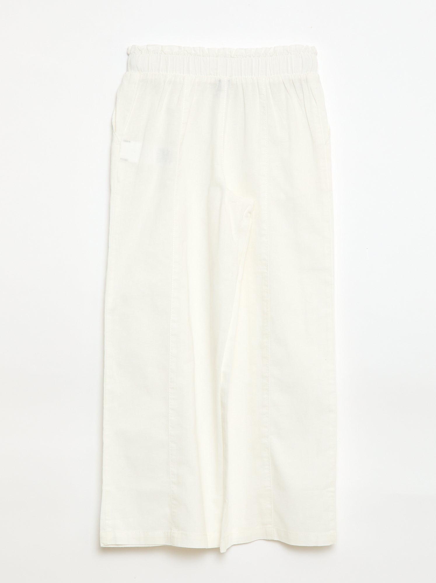Pantalon wide leg/coupe large en coton tissé - Blanc