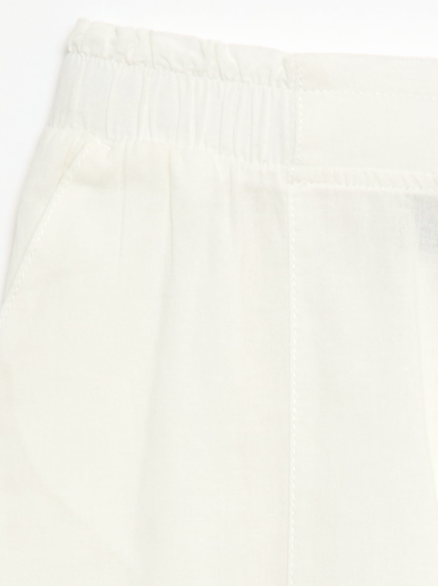 Pantalon wide leg/coupe large en coton tissé - Blanc