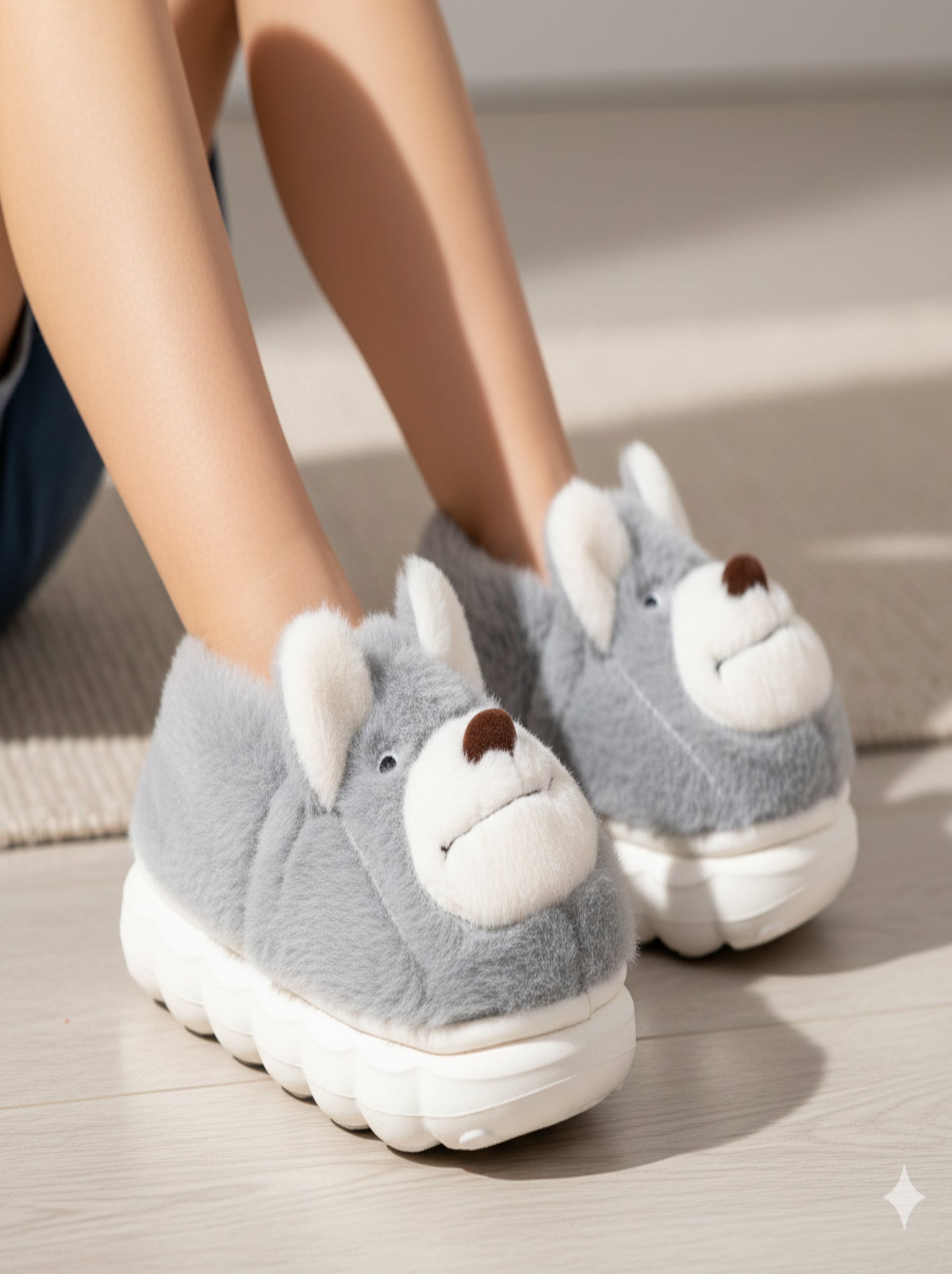 Pantoufles Enfant Animaux 3D Ultra Douces MD9758 - Gris