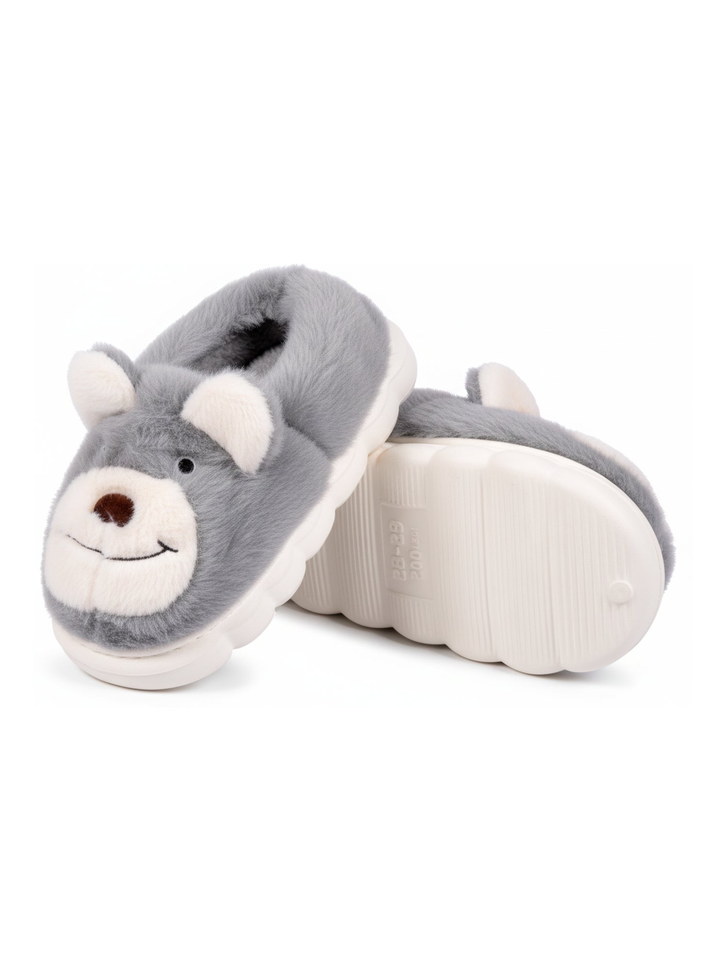Pantoufles Enfant Animaux 3D Ultra Douces MD9758 - Gris