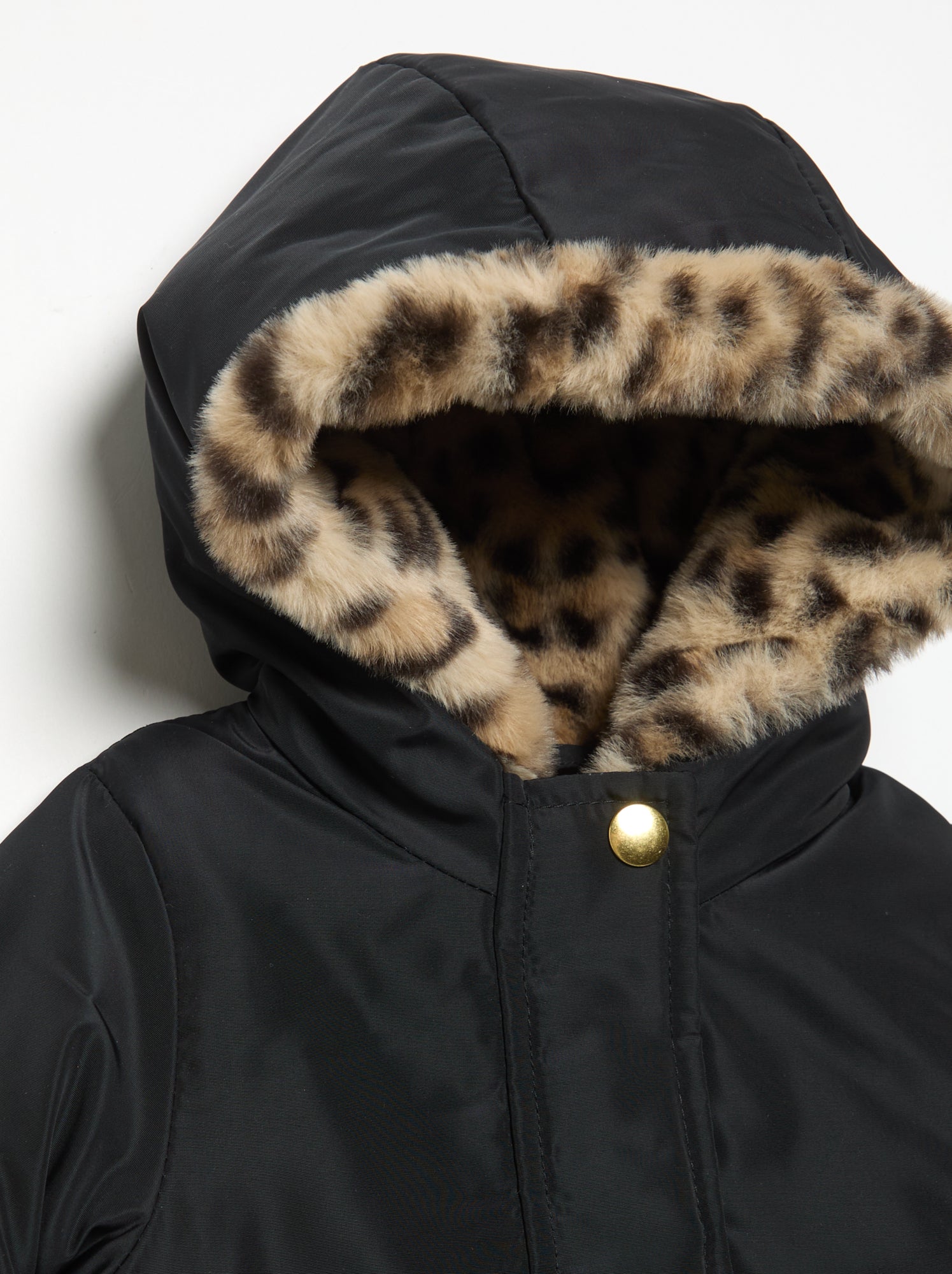 Parka à capuche doublée en fausse fourrure - Noir