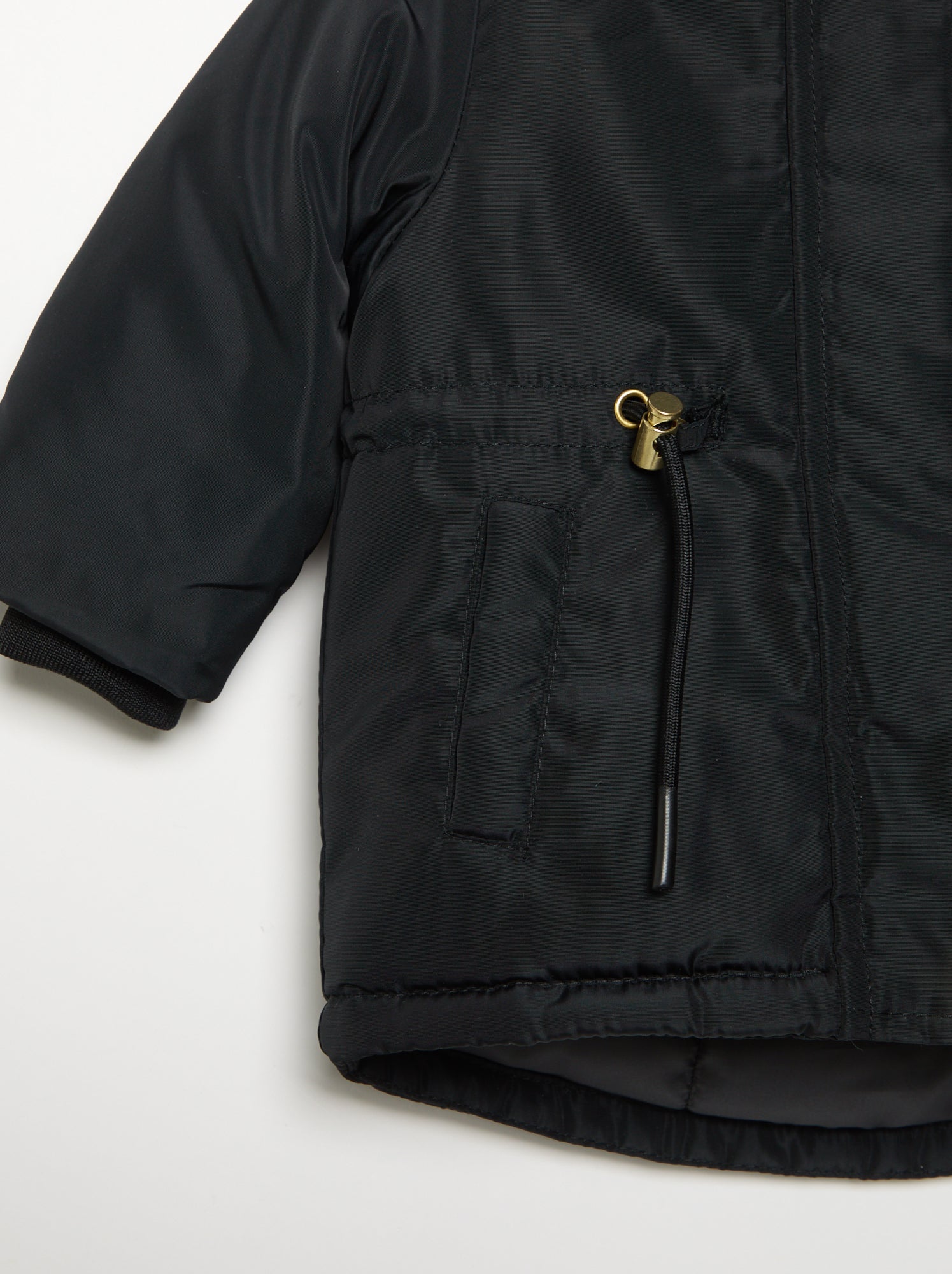 Parka à capuche doublée en fausse fourrure - Noir