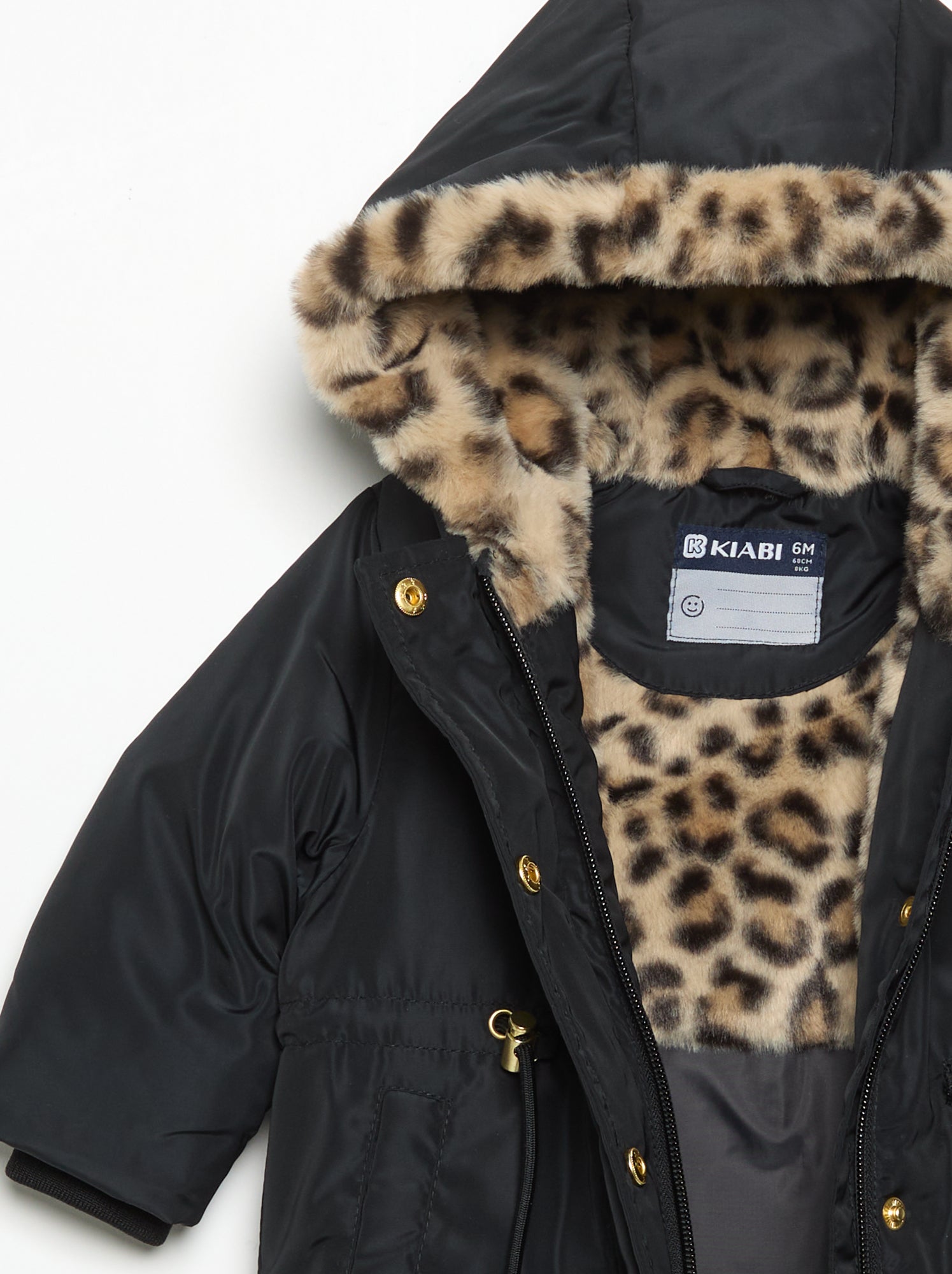 Parka à capuche doublée en fausse fourrure - Noir