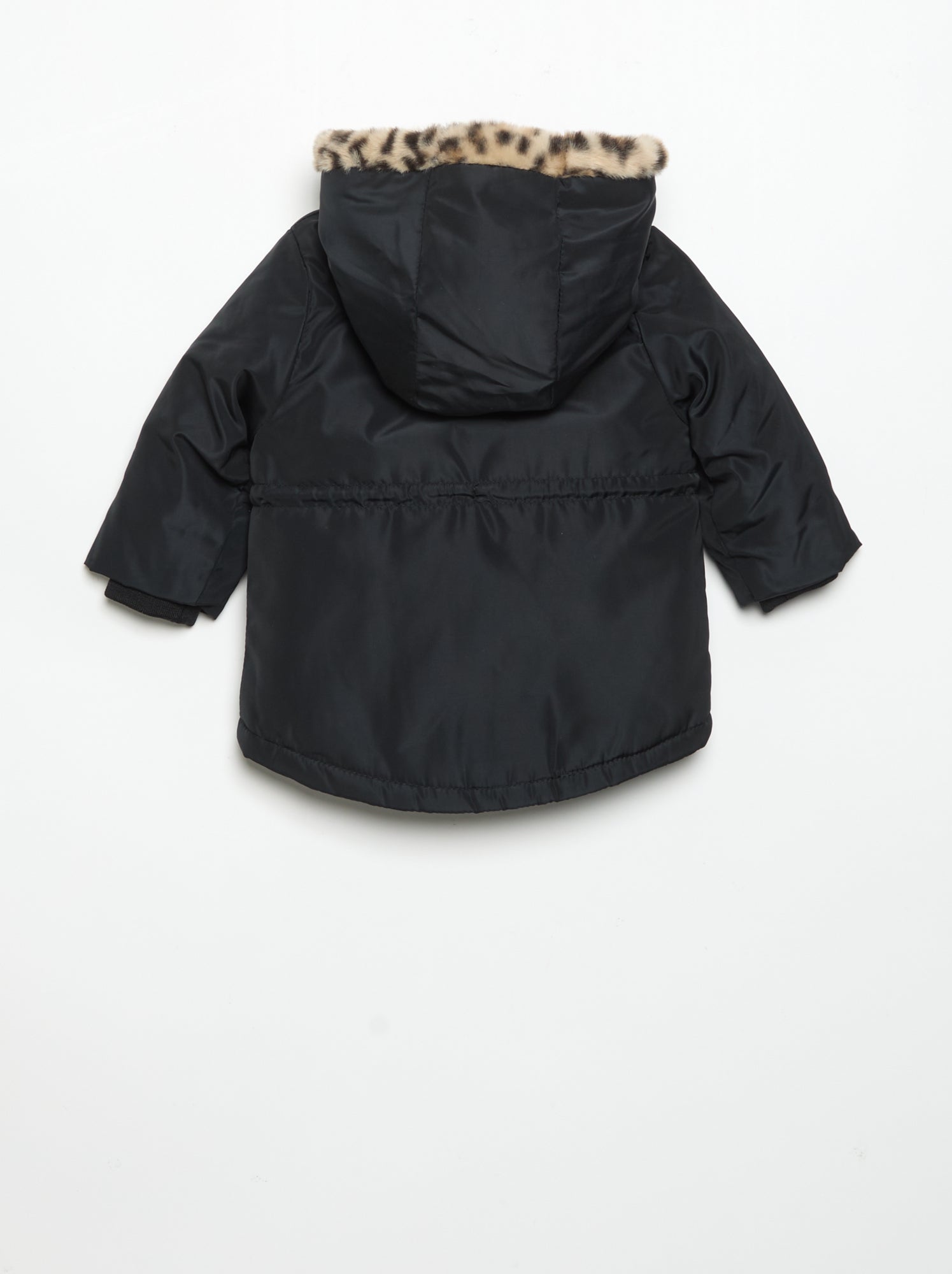Parka à capuche doublée en fausse fourrure - Noir