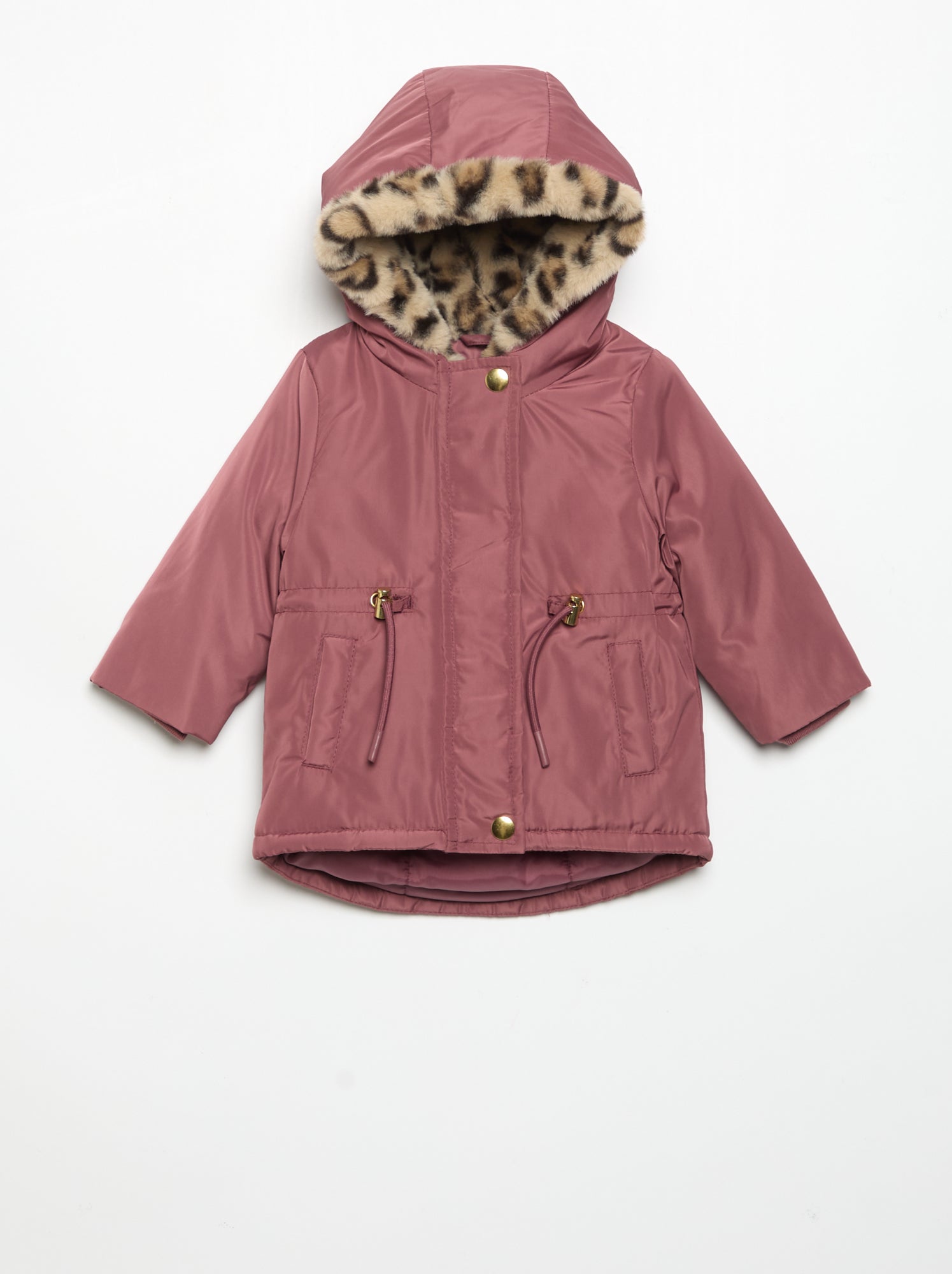Parka à capuche doublée en fausse fourrure - Rose