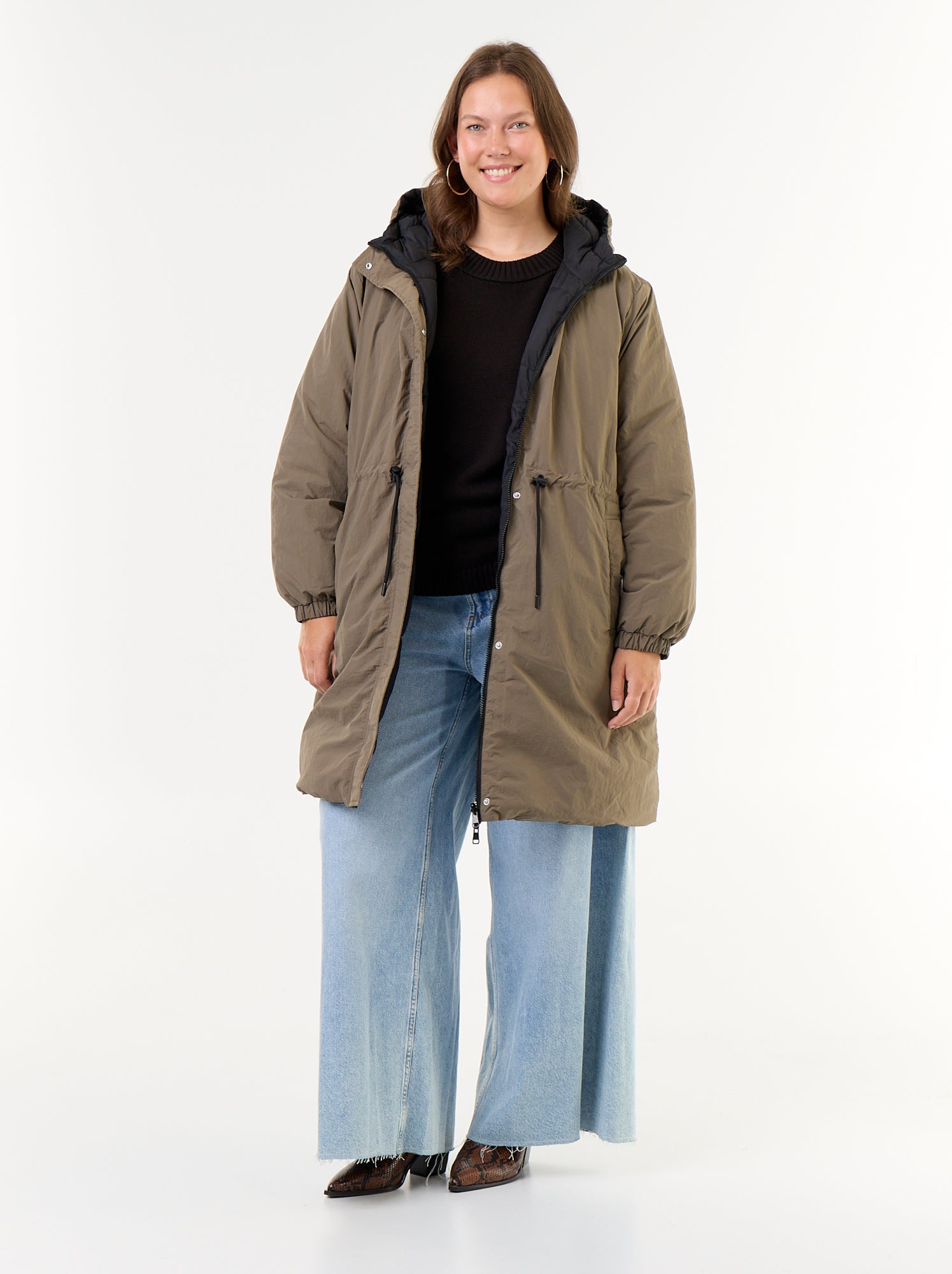 Parka à capuche unie - Vert