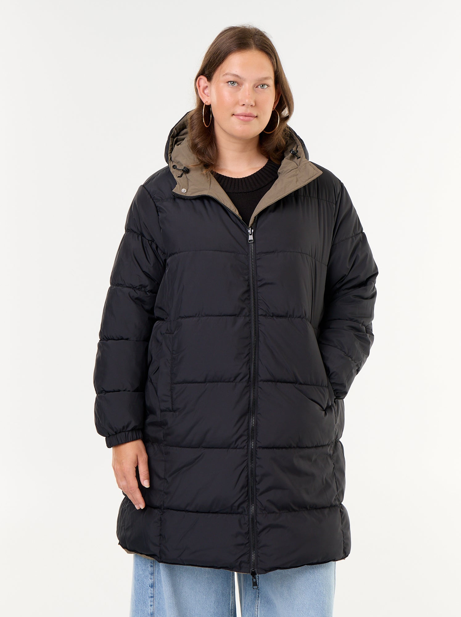 Parka à capuche unie - Vert
