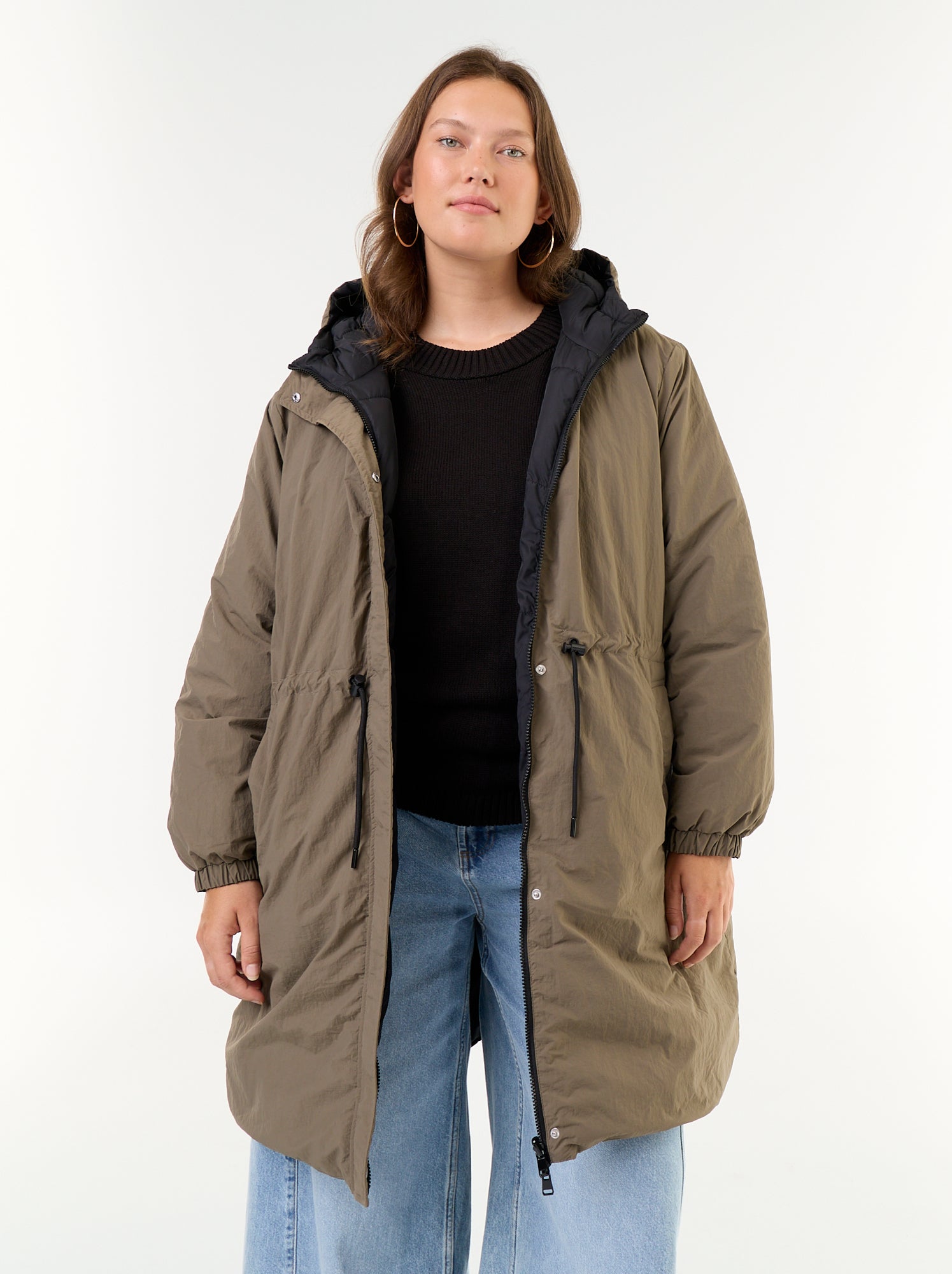 Parka à capuche unie - Vert