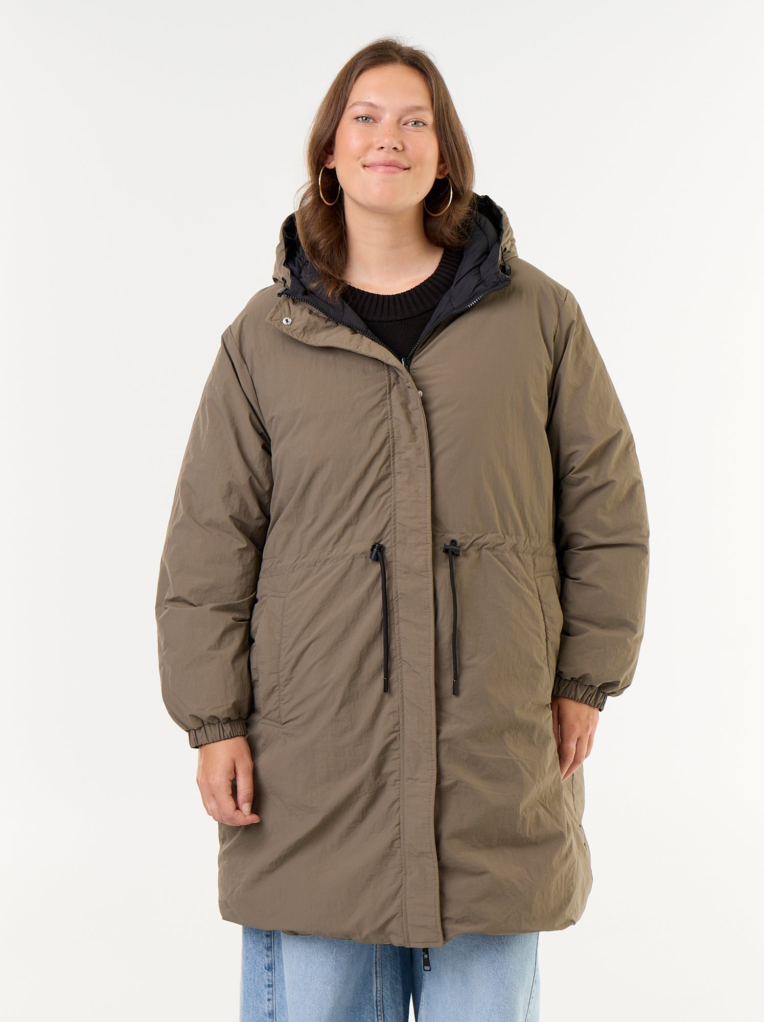 Parka à capuche unie - Vert