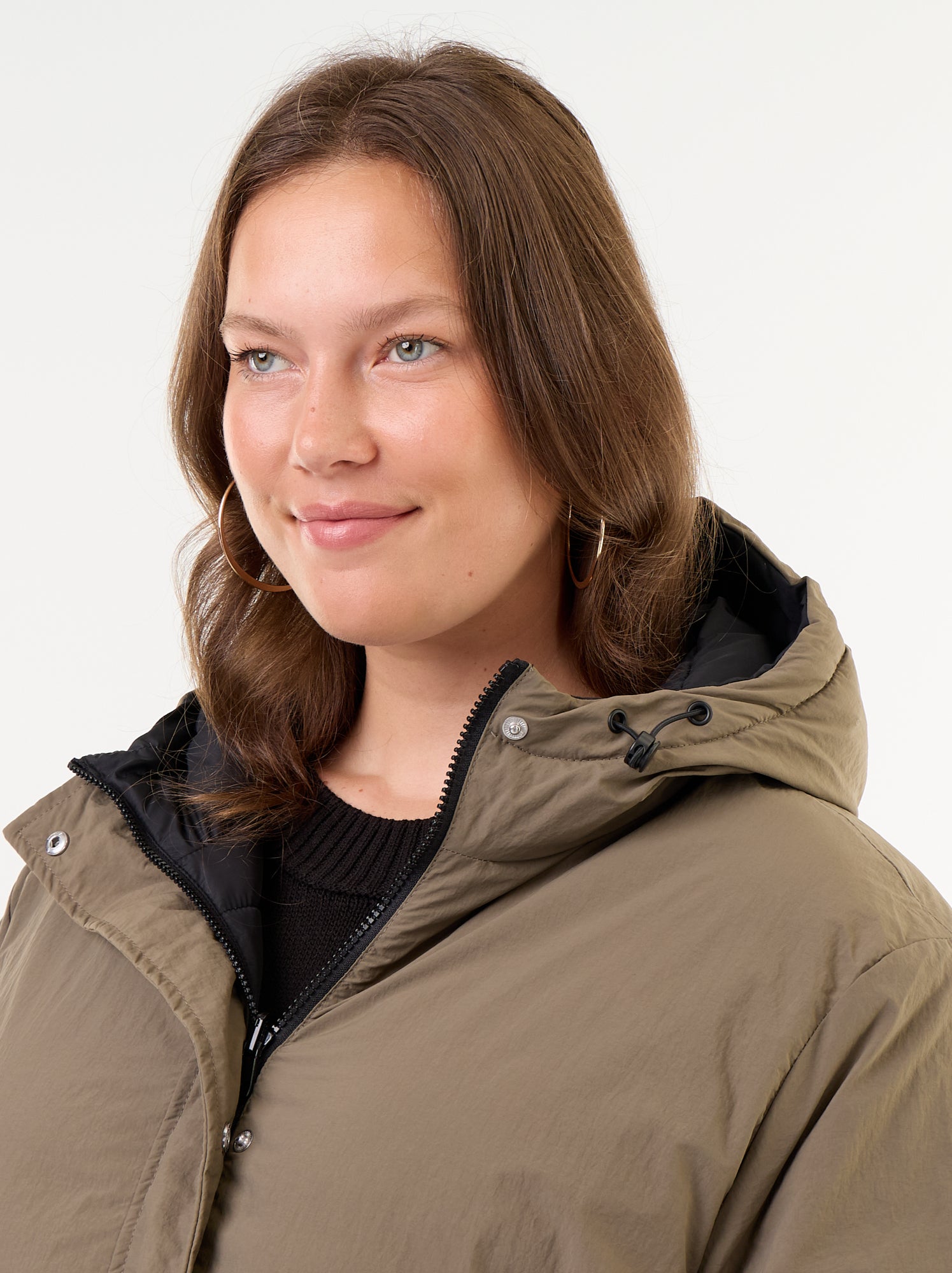 Parka à capuche unie - Vert