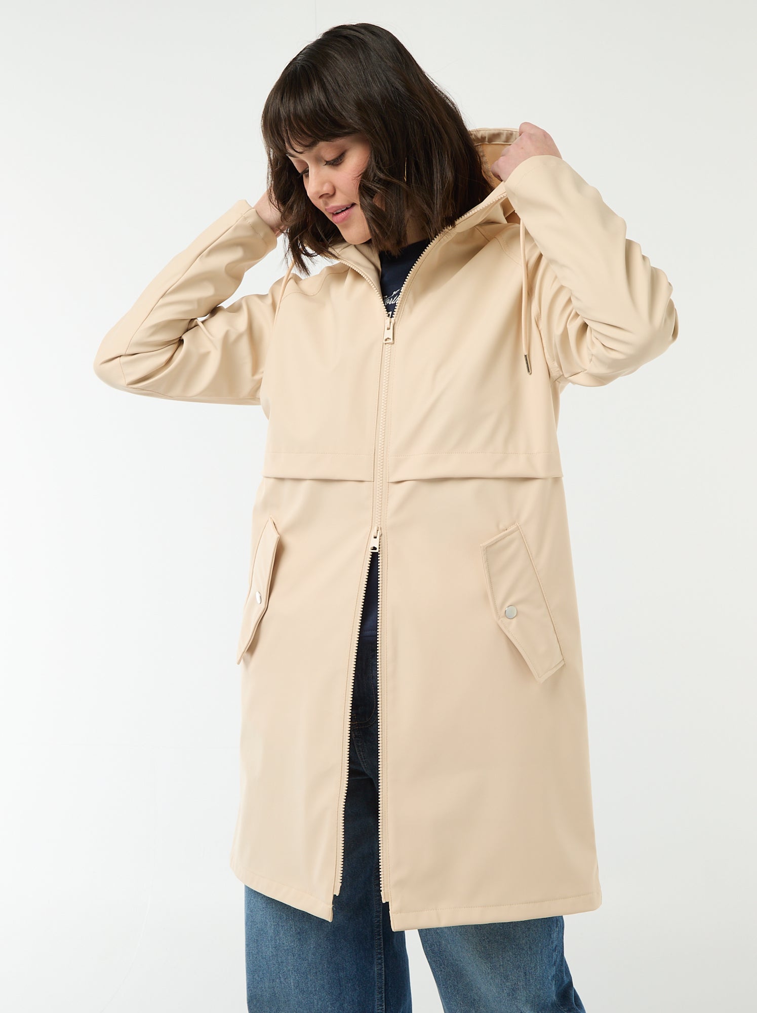 Parka gummy à capuche - Beige