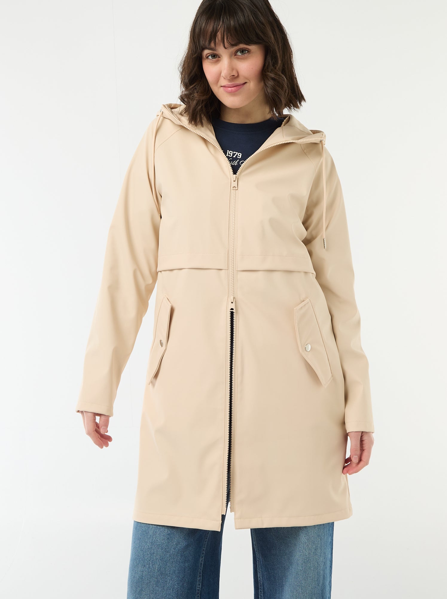 Parka gummy à capuche - Beige