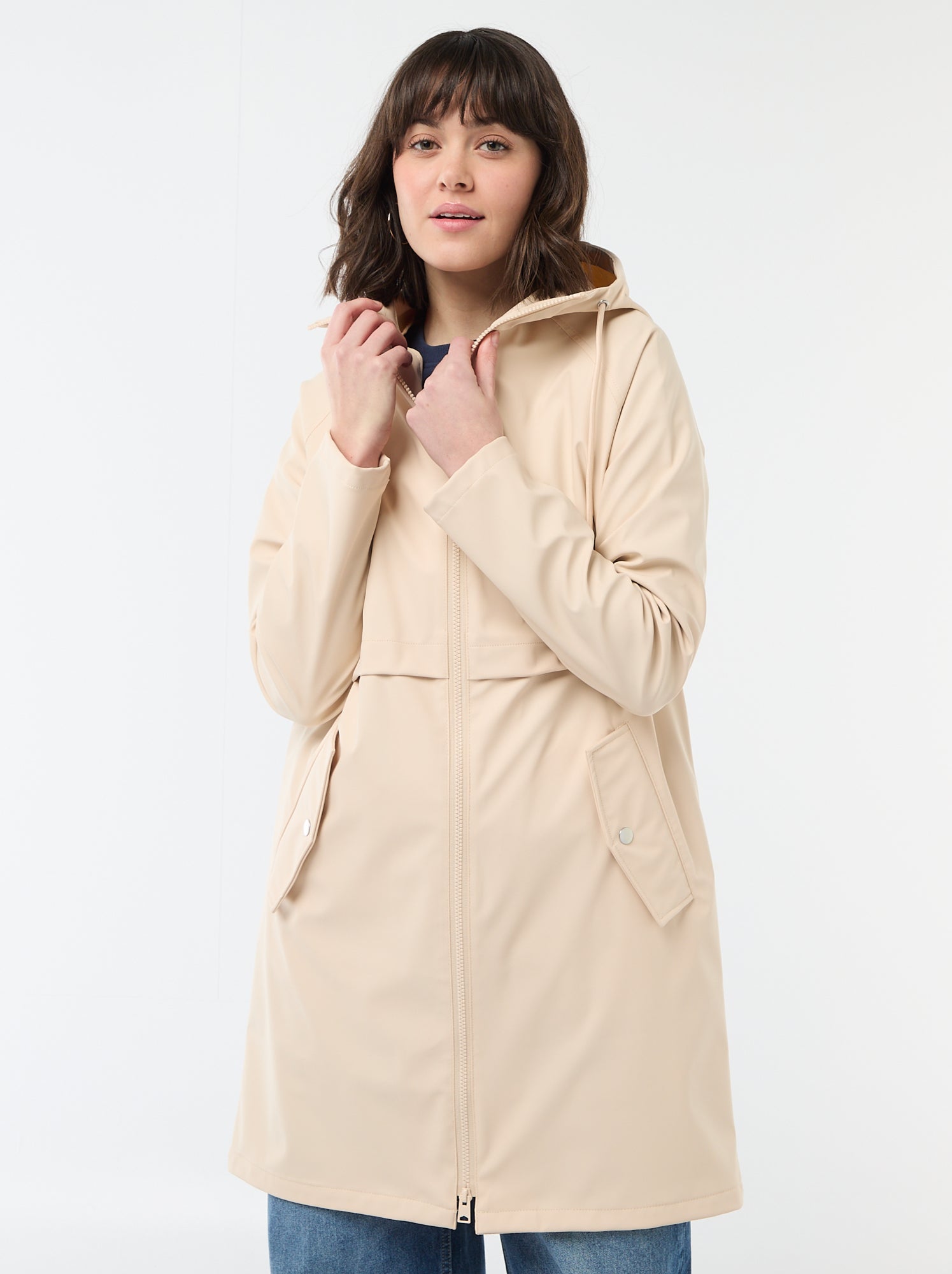 Parka gummy à capuche - Beige