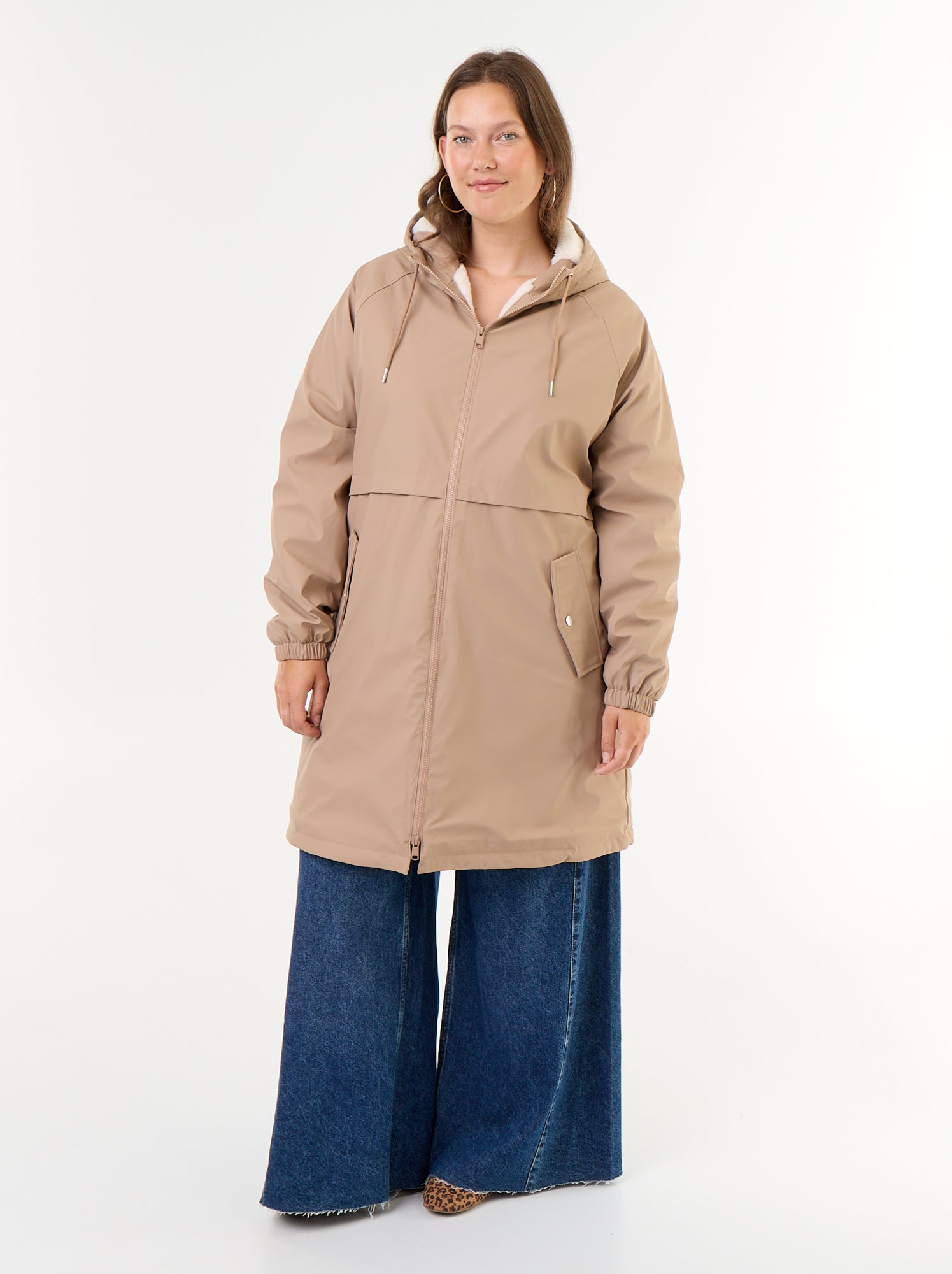 Parka gummy doublée à capuche - Marron