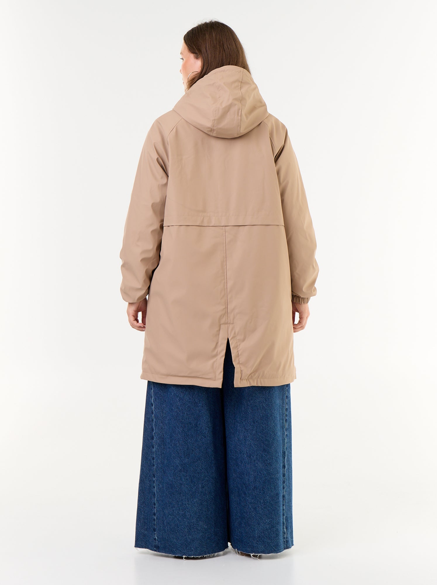 Parka gummy doublée à capuche - Marron