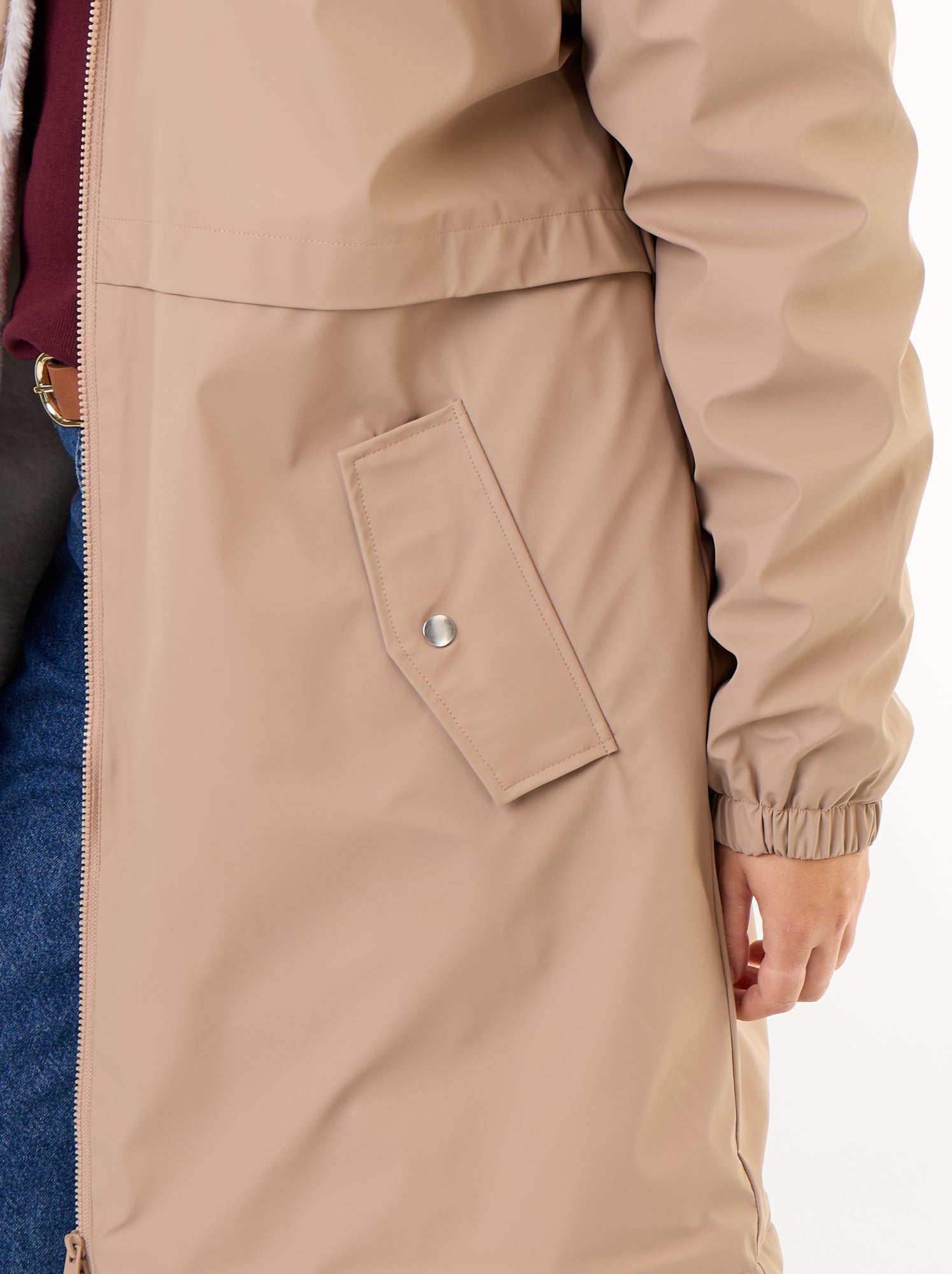 Parka gummy doublée à capuche - Marron