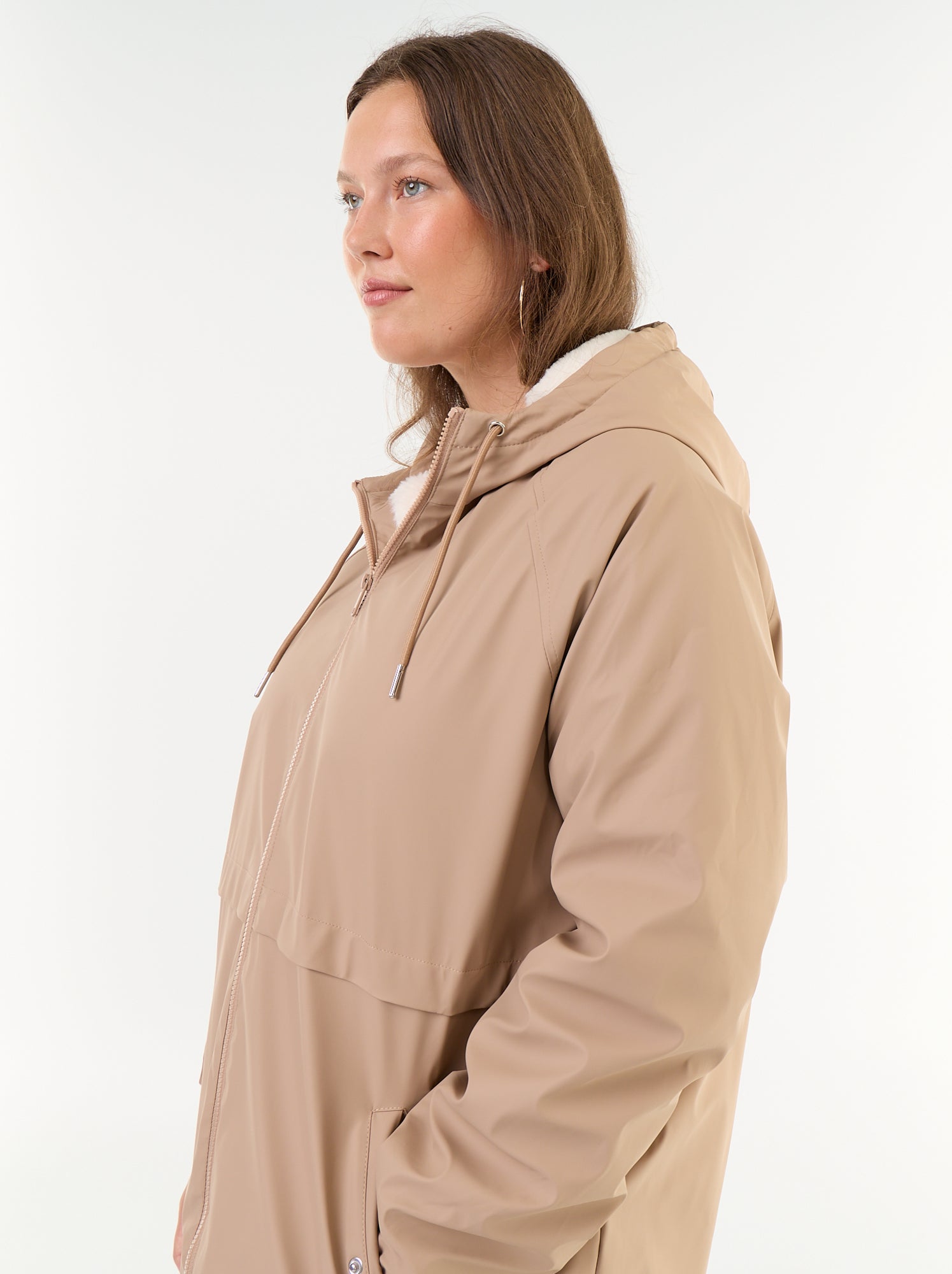 Parka gummy doublée à capuche - Marron