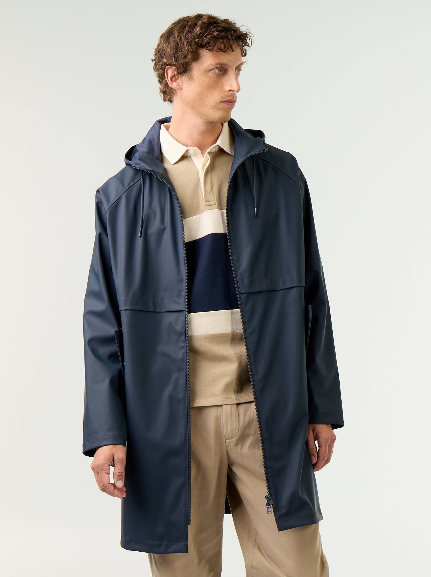 Parka imperméable longue - Bleu