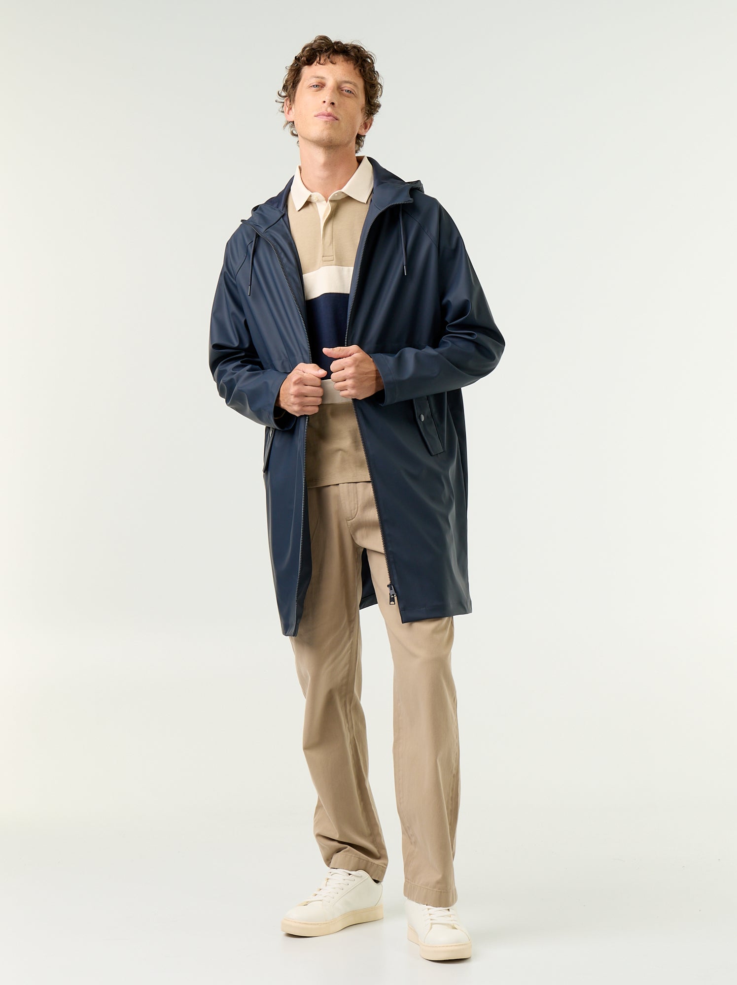 Parka imperméable longue - Bleu