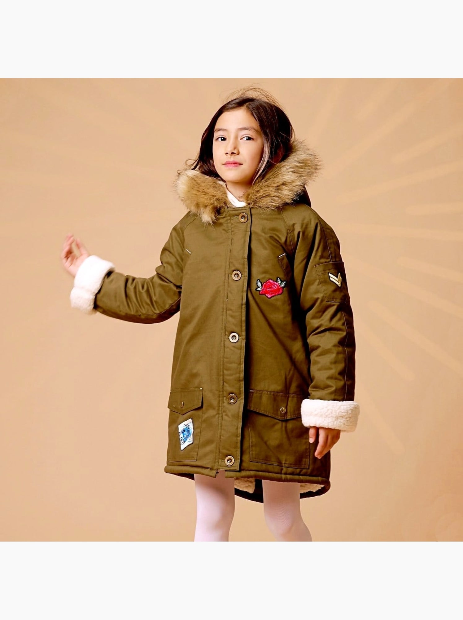 Parka Longue à Capuche   2-16 Ans  ROCK & LOVE - La Faute à Voltaire - Kaki