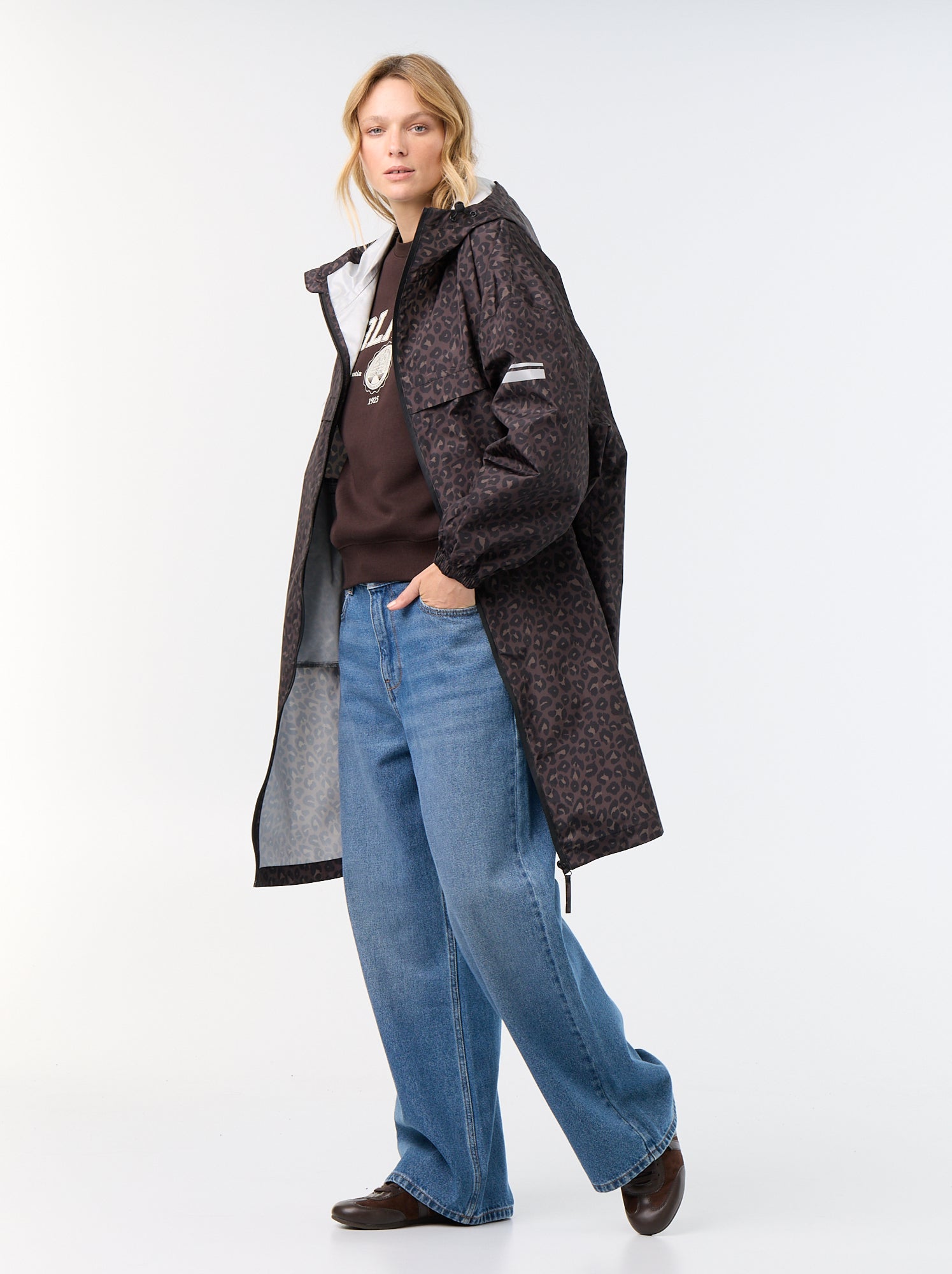 Parka longue déperlante à capuche - Marron