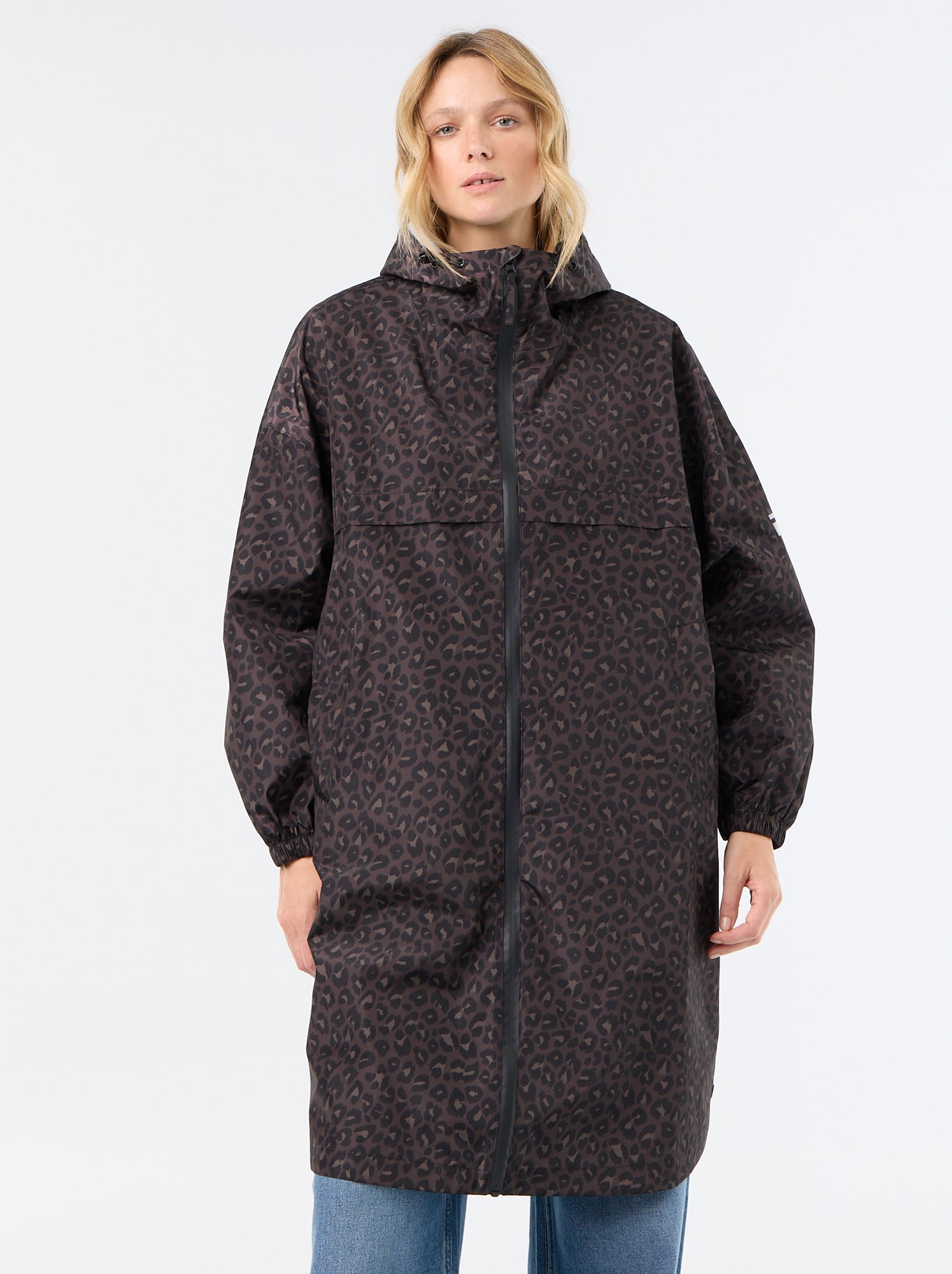 Parka longue déperlante à capuche - Marron