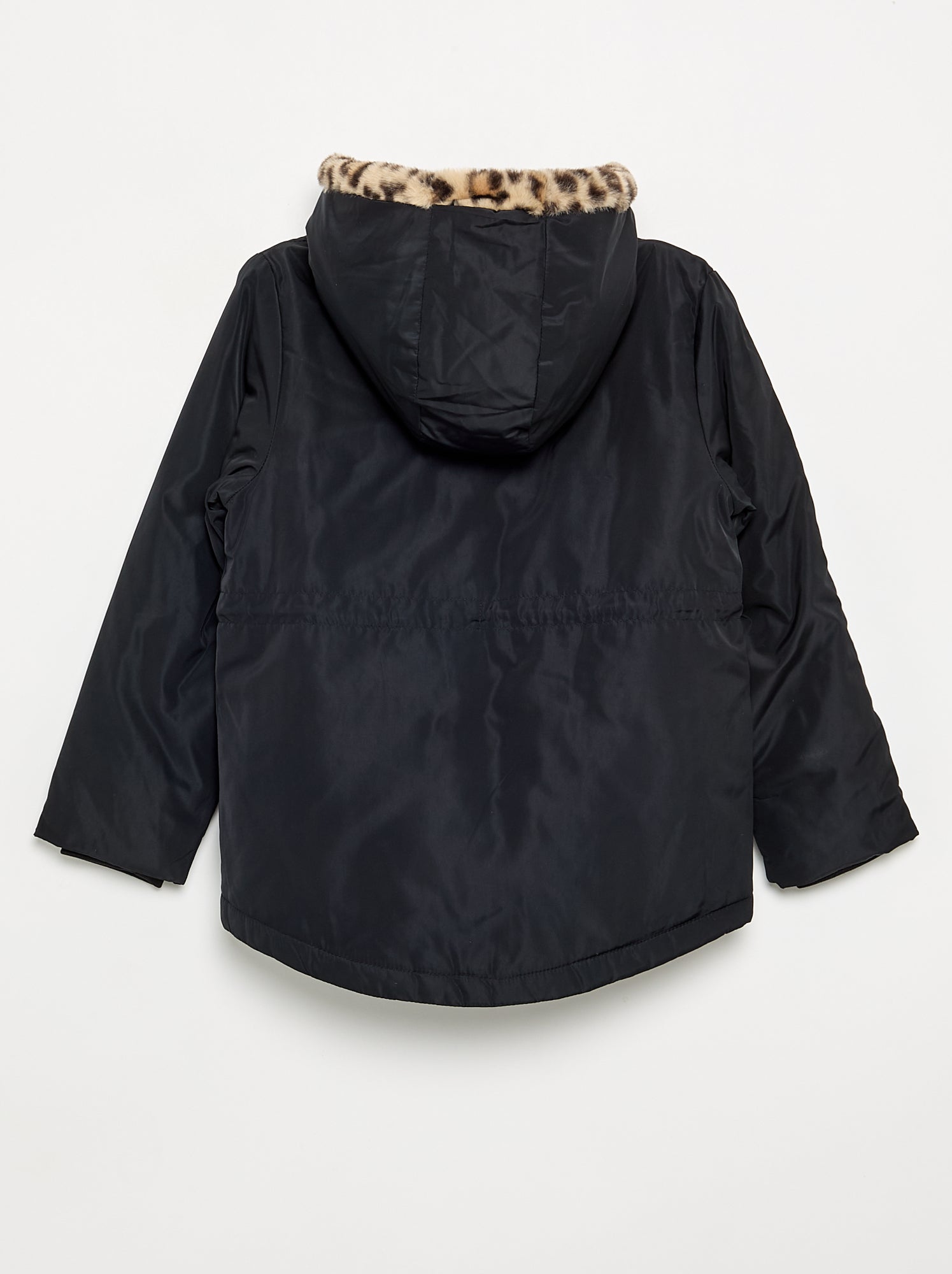 Parka souple à capuche à fausse fourrure - Noir
