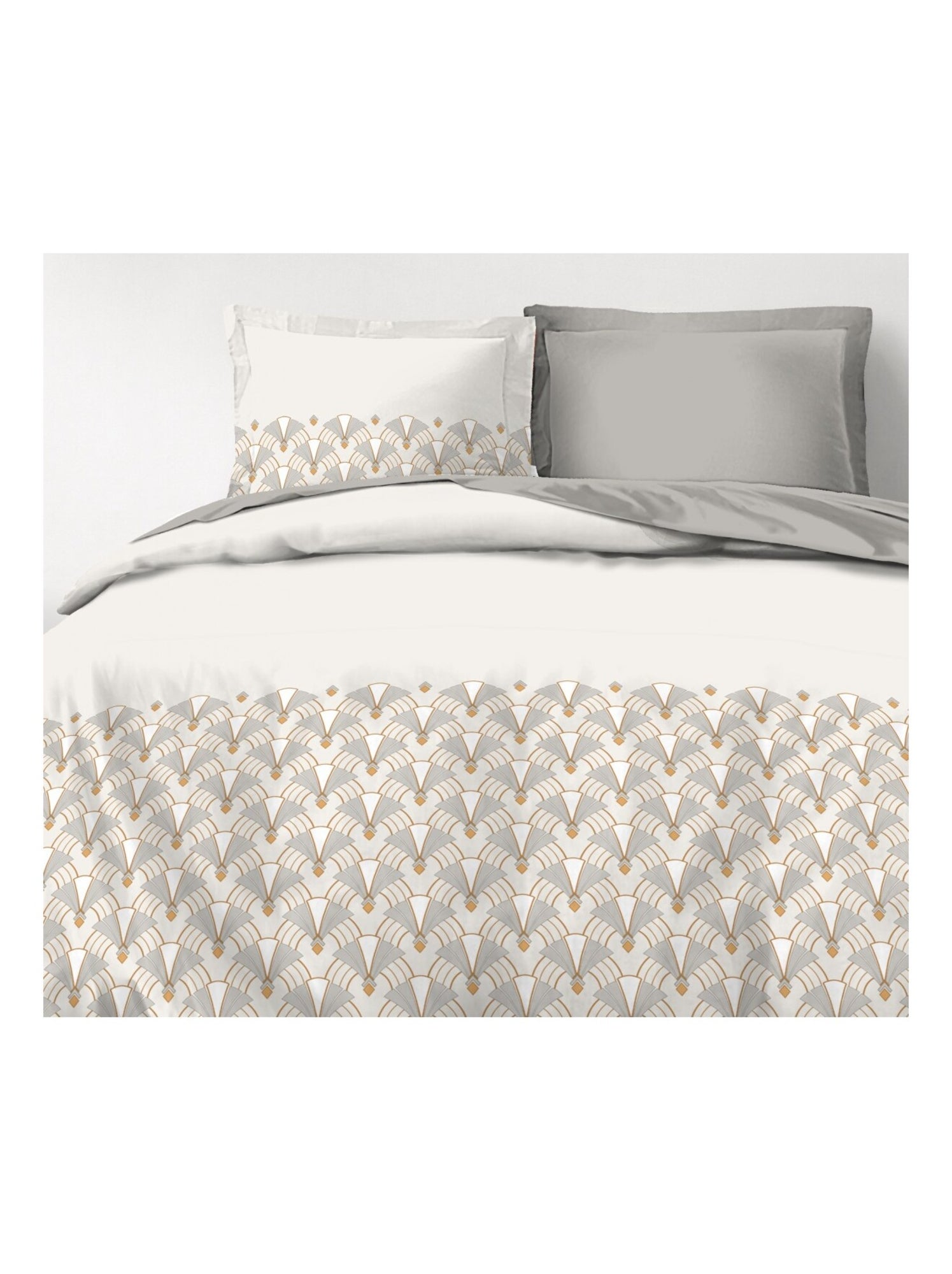 Parure de couette en percale de coton L'élégante - Beige