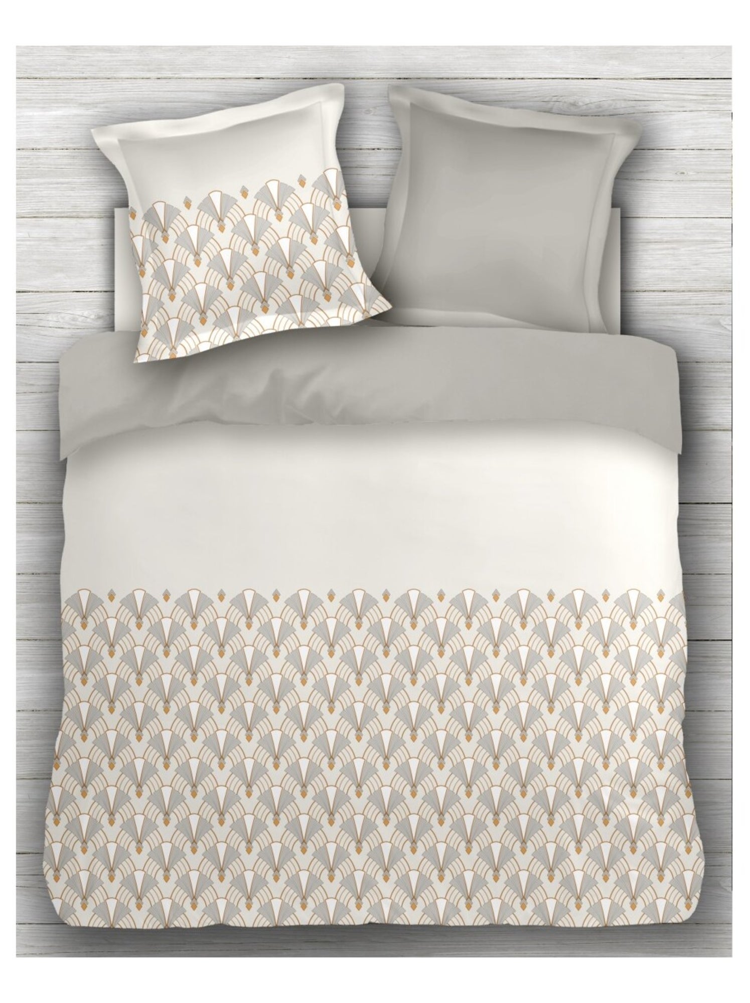 Parure de couette en percale de coton L'élégante - Beige