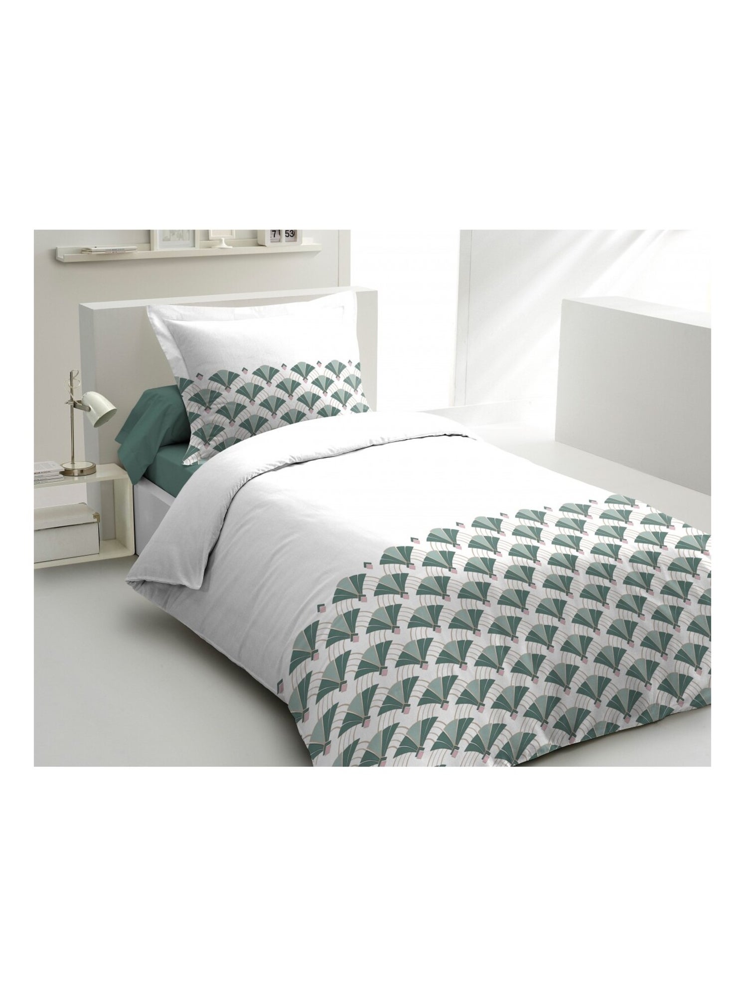 Parure de couette en percale de coton L'élégante - Vert sapin