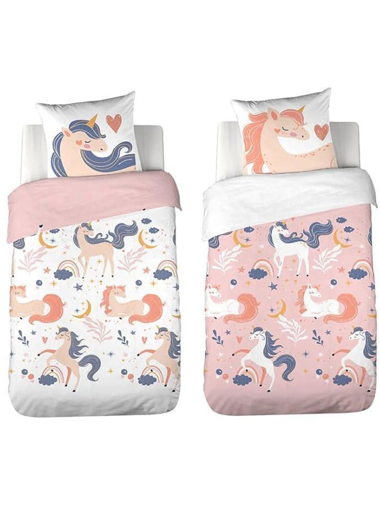Parure de couette enfant licorne - 2 pièces - Rose