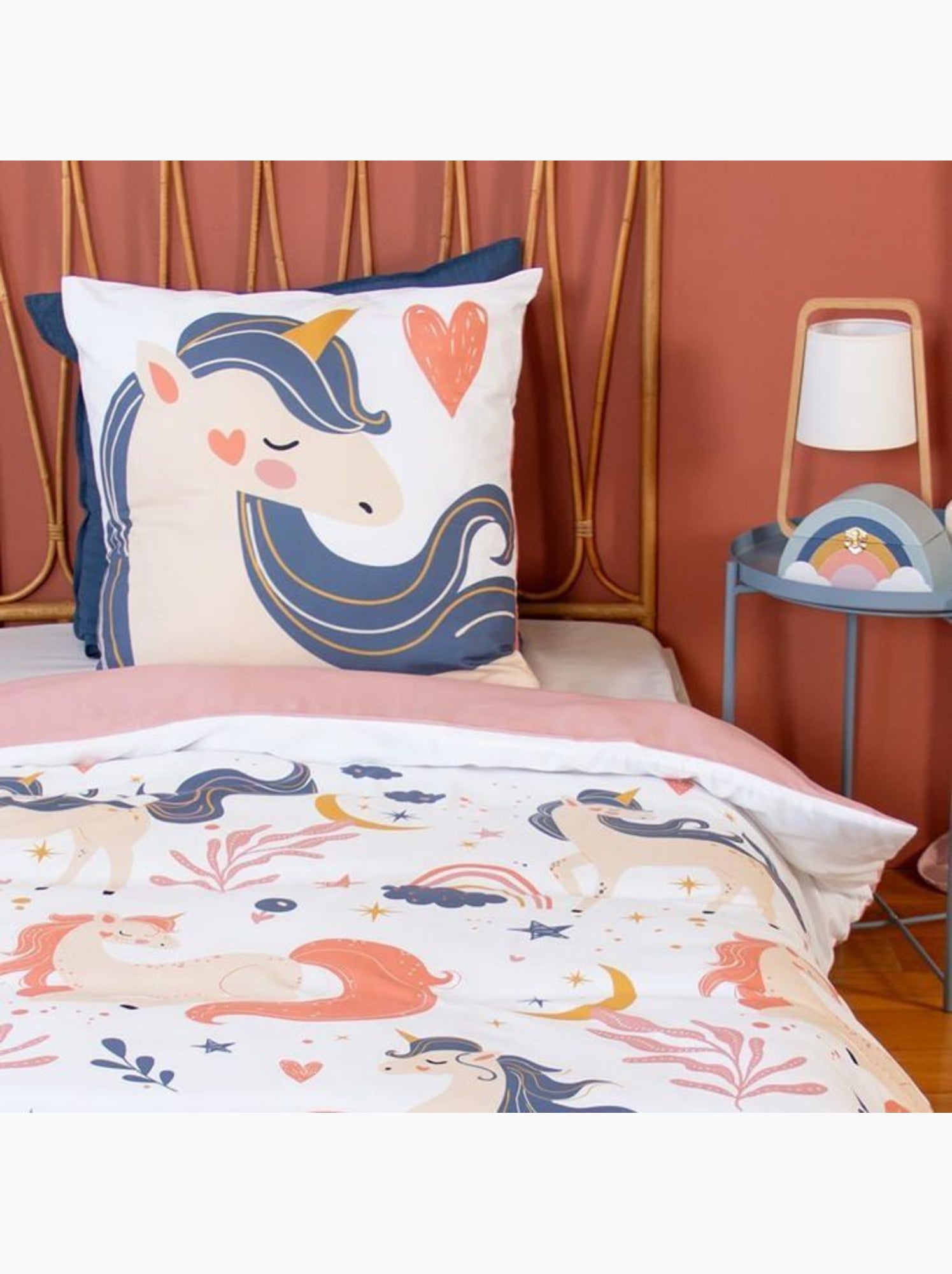 Parure de couette enfant licorne - 2 pièces - Rose